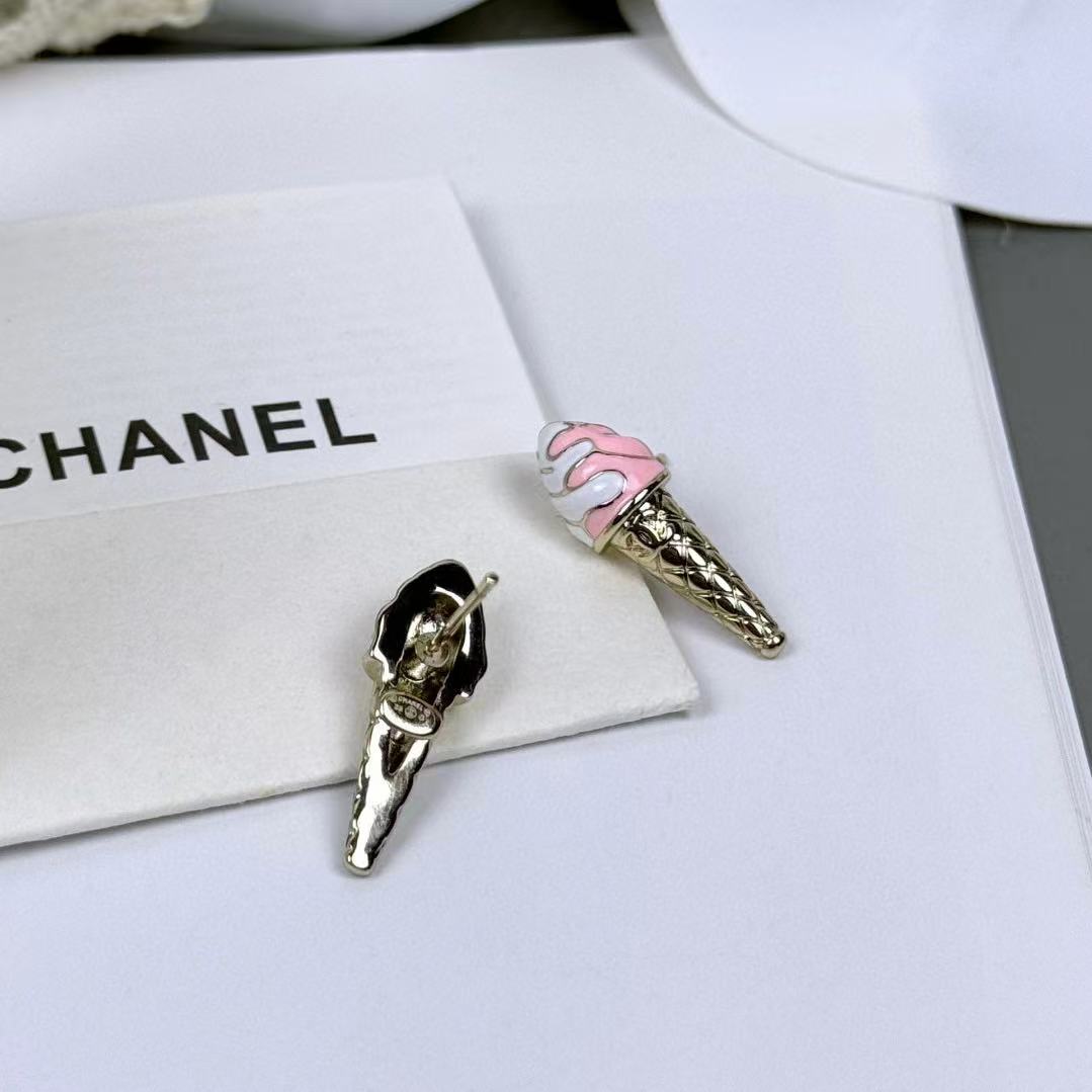 CHANE1 アイスクリームピンク エナメル イヤリング【50％割引+送料無料】