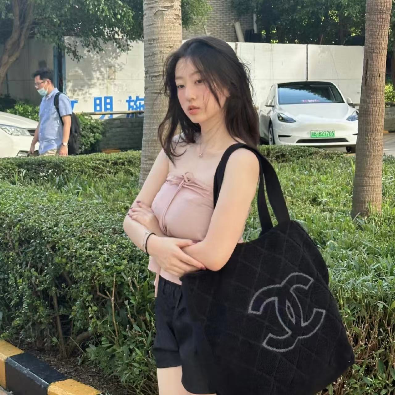 CHANE1 ダブルC テリークロス ビーチバッグ【50％割引+送料無料】