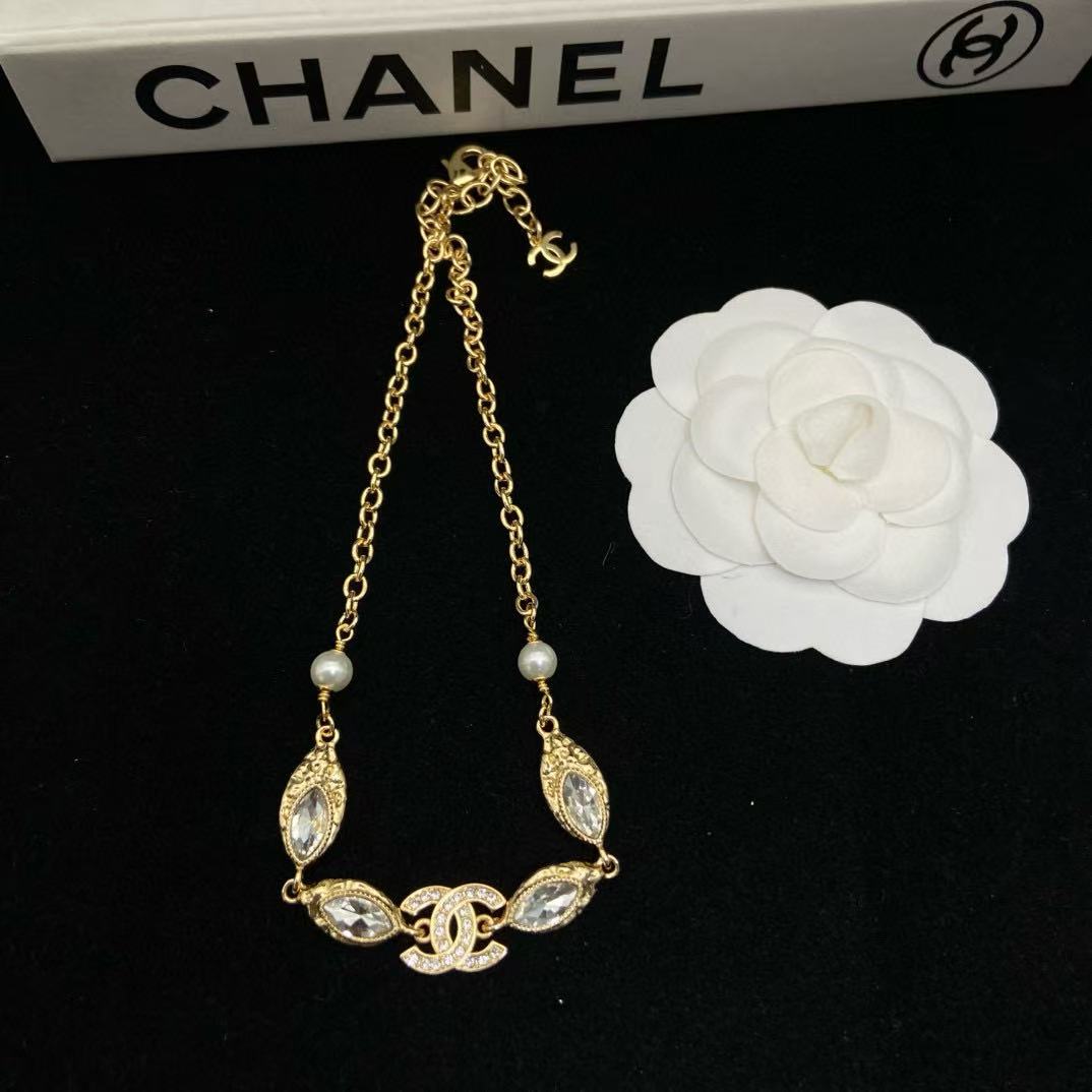 CHANE1 ダブルC ダイヤモンドネックレス【50％割引+送料無料】