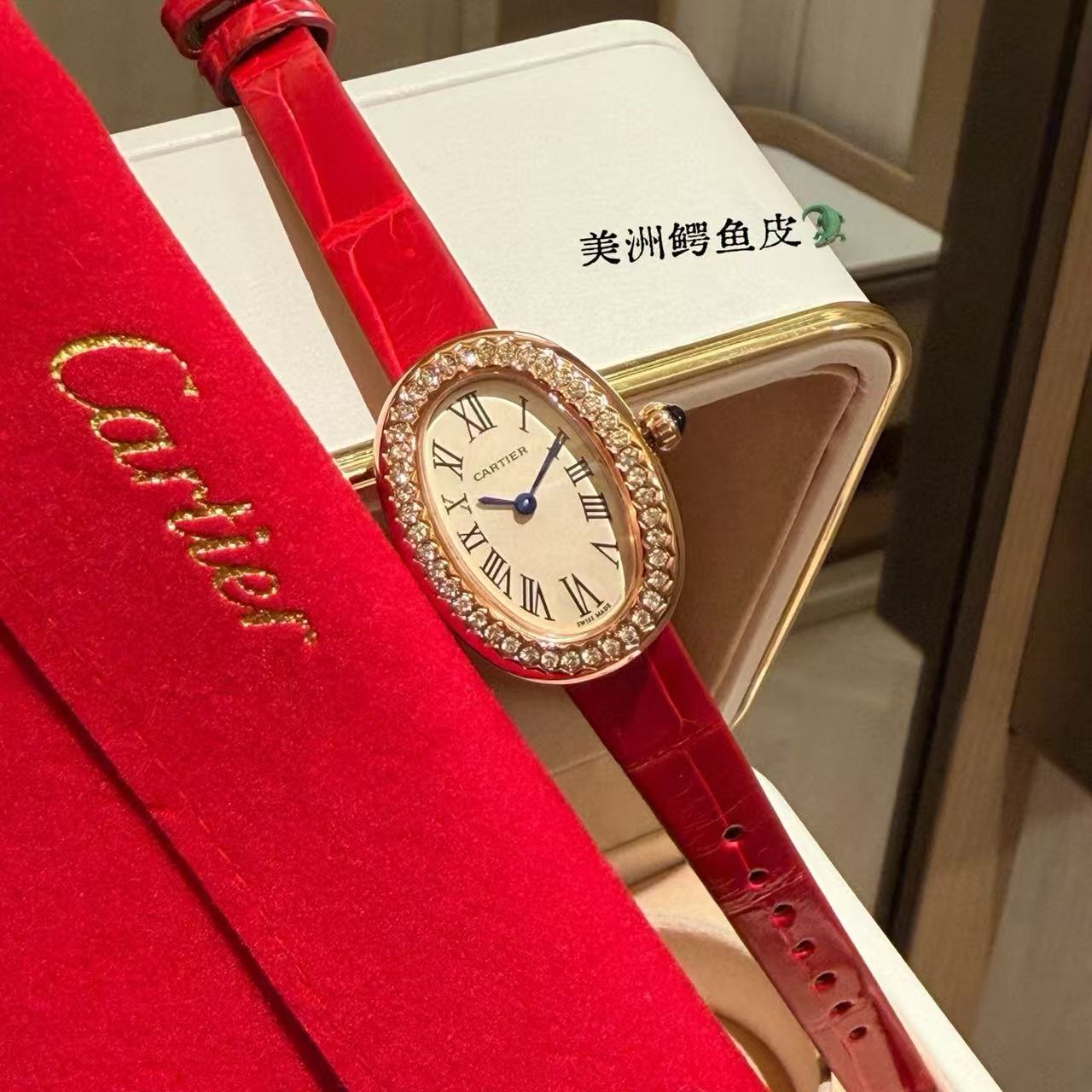 CART1ER クロコダイルレザー バスタブウォッチ【50％割引+送料無料】