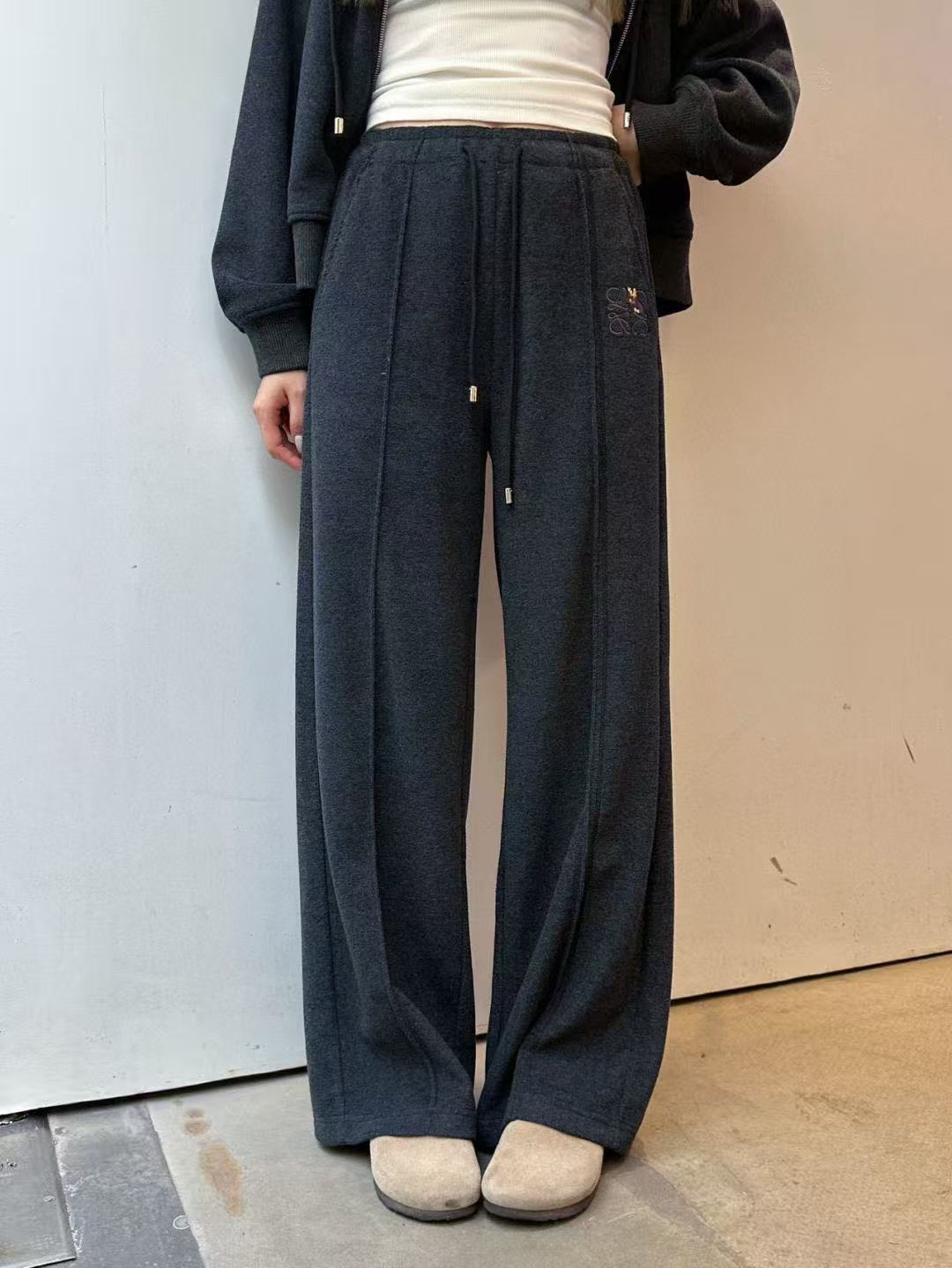 L0WEW フード付き刺繍ジップアップジャケット + パンツ ツーピースセット【50％割引+送料無料】