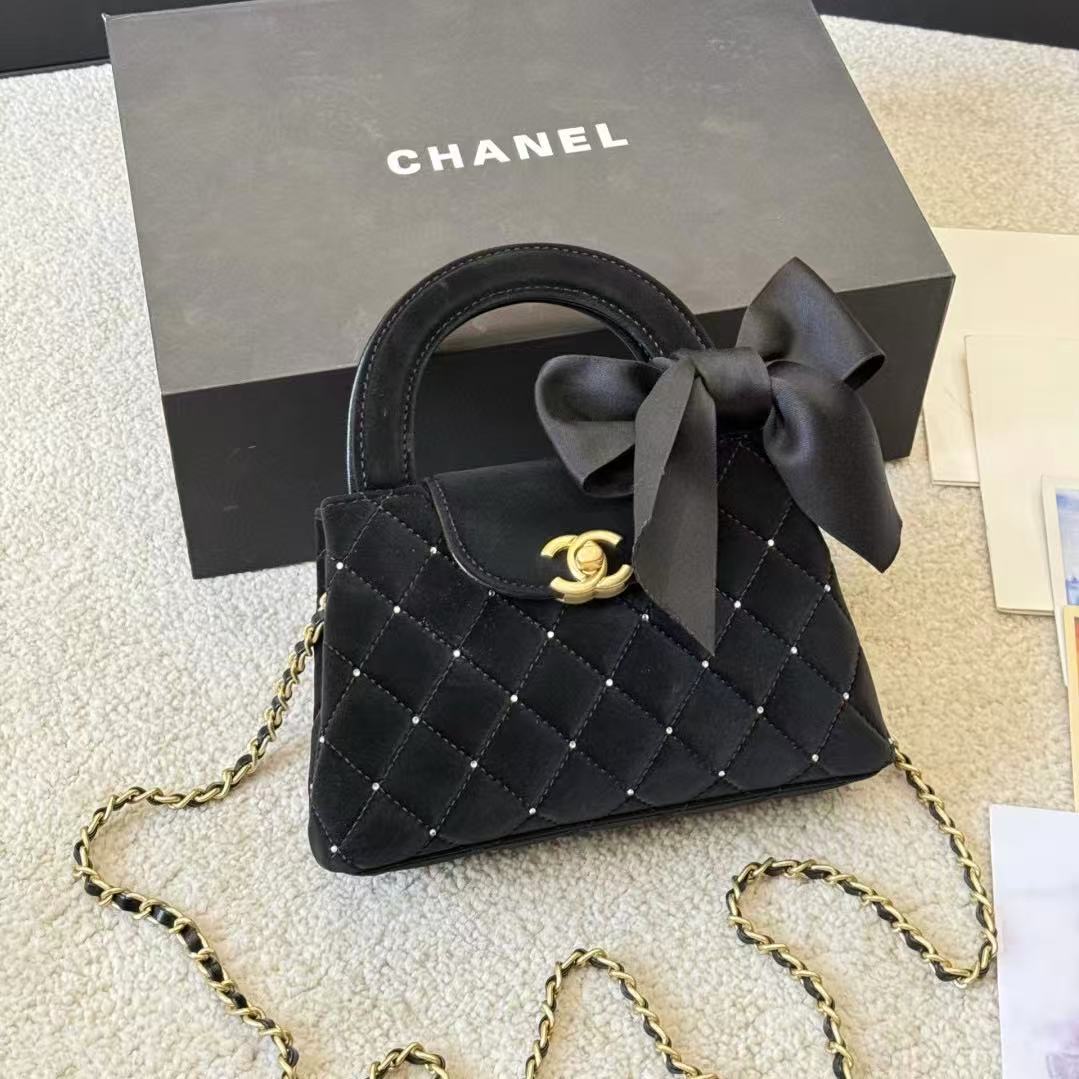 CHANE1 ベルベット ボウ ハンドバッグ【50％割引+送料無料】