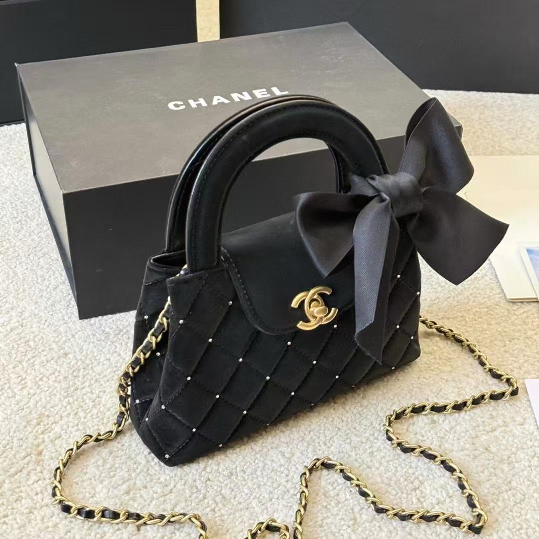 CHANE1 ベルベット ボウ ハンドバッグ【50％割引+送料無料】