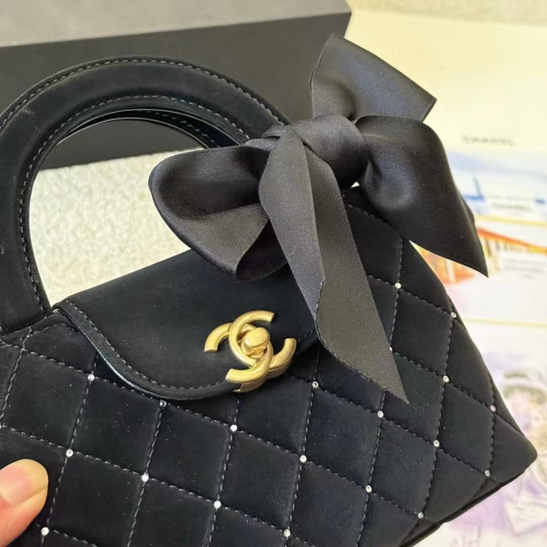 CHANE1 ベルベット ボウ ハンドバッグ【50％割引+送料無料】