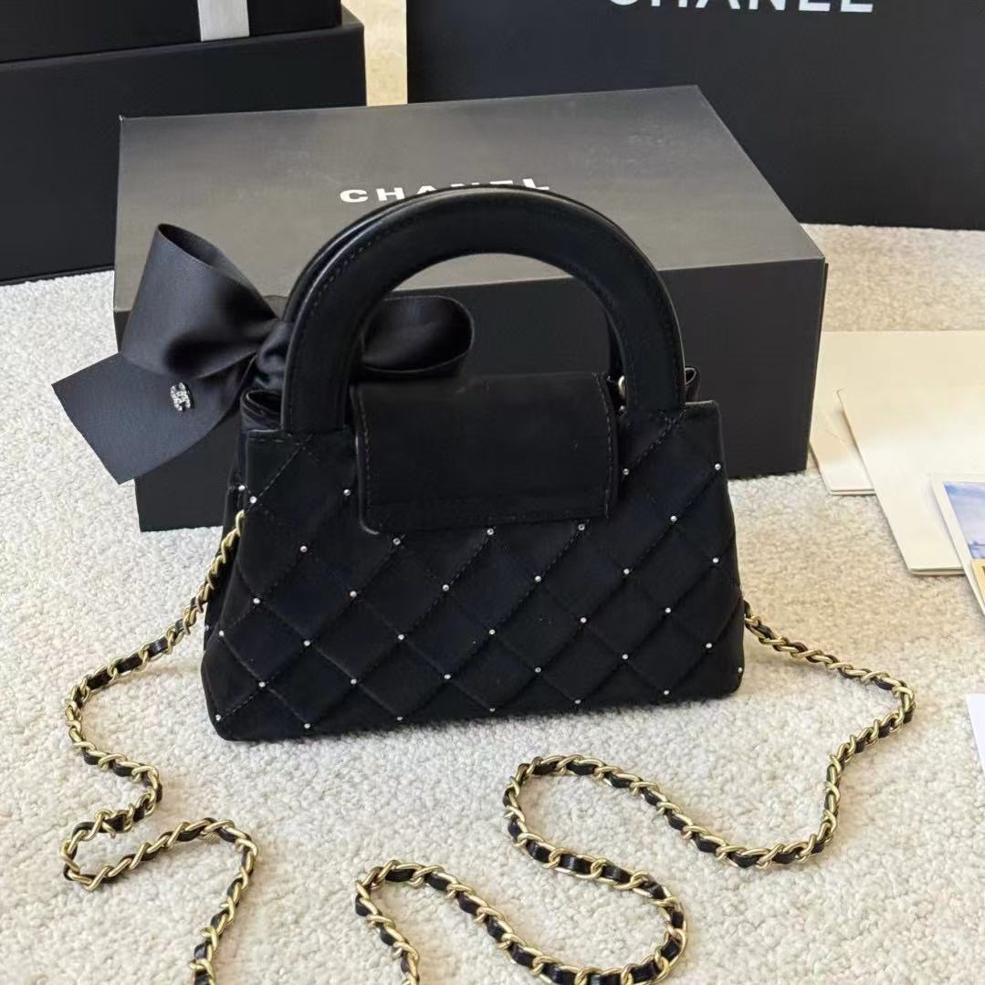 CHANE1 ベルベット ボウ ハンドバッグ【50％割引+送料無料】