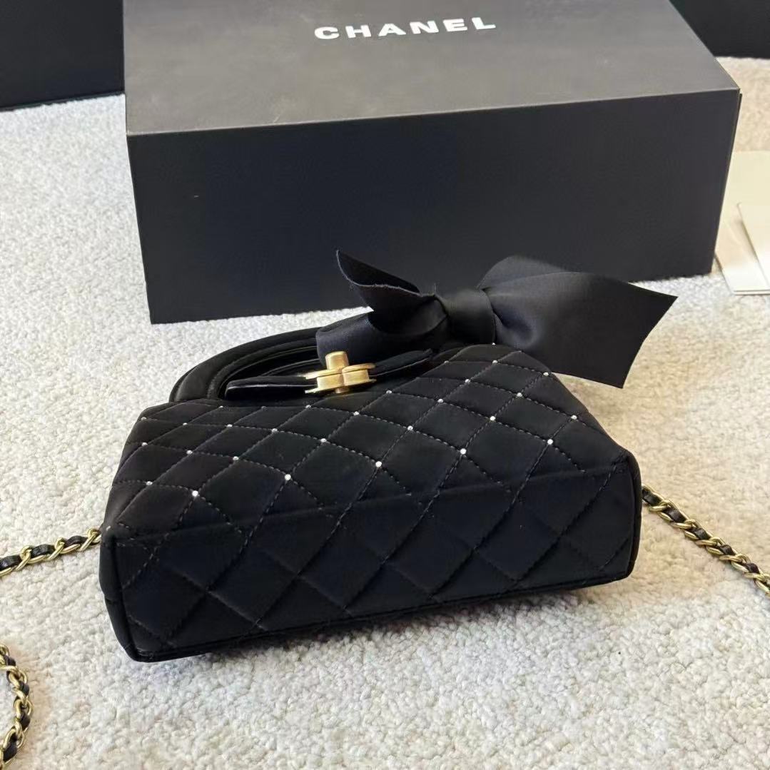 CHANE1 ベルベット ボウ ハンドバッグ【50％割引+送料無料】