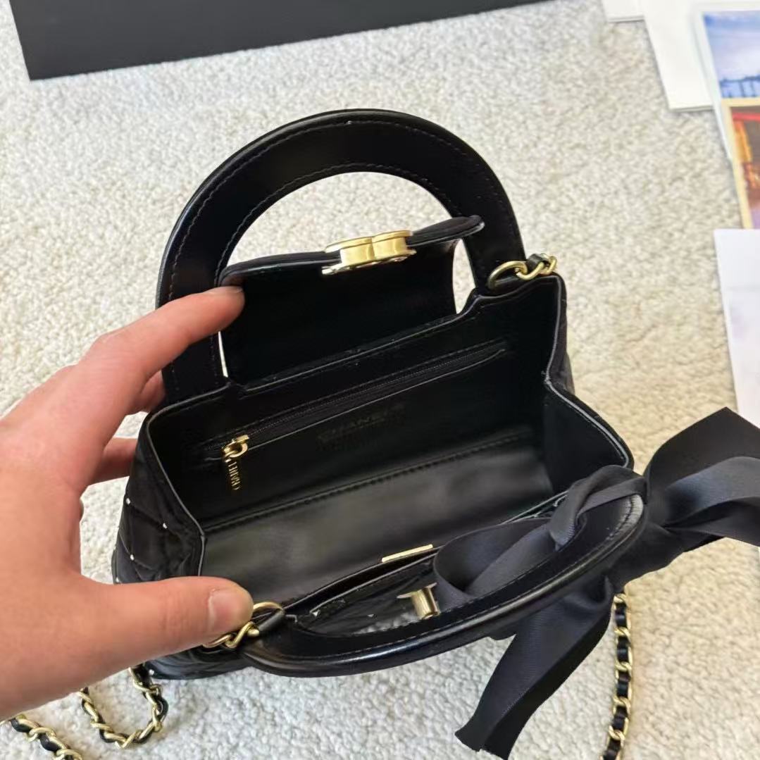 CHANE1 ベルベット ボウ ハンドバッグ【50％割引+送料無料】