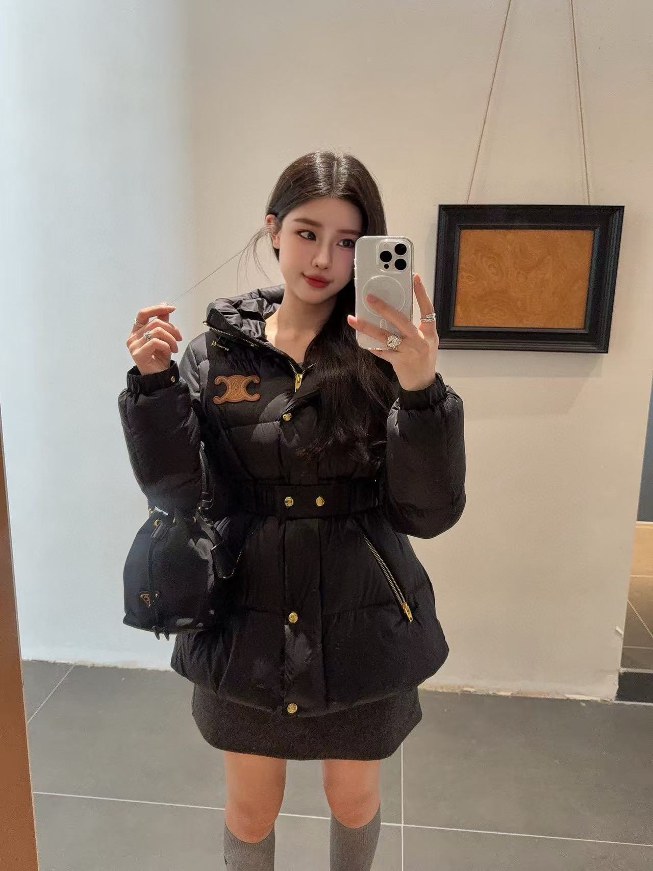 CEL1NE 凱旋門フード付きダウンジャケット【50％割引+送料無料】