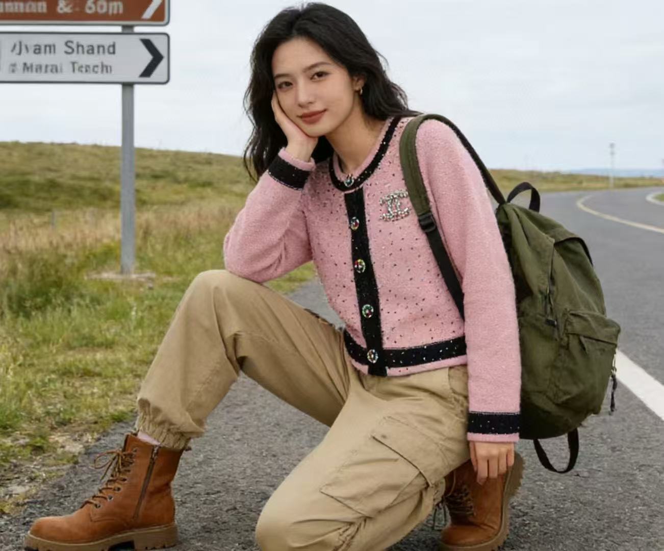 CHANE1ブローチとラインストーン付きウールカーディガン【50％割引+送料無料】