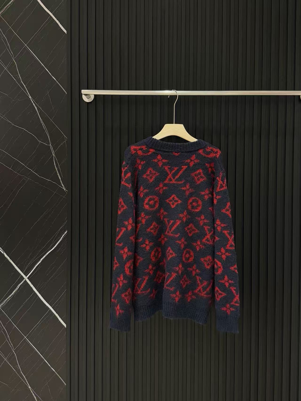 LVプリント Vネック ウールカーディガン【50％割引+送料無料】