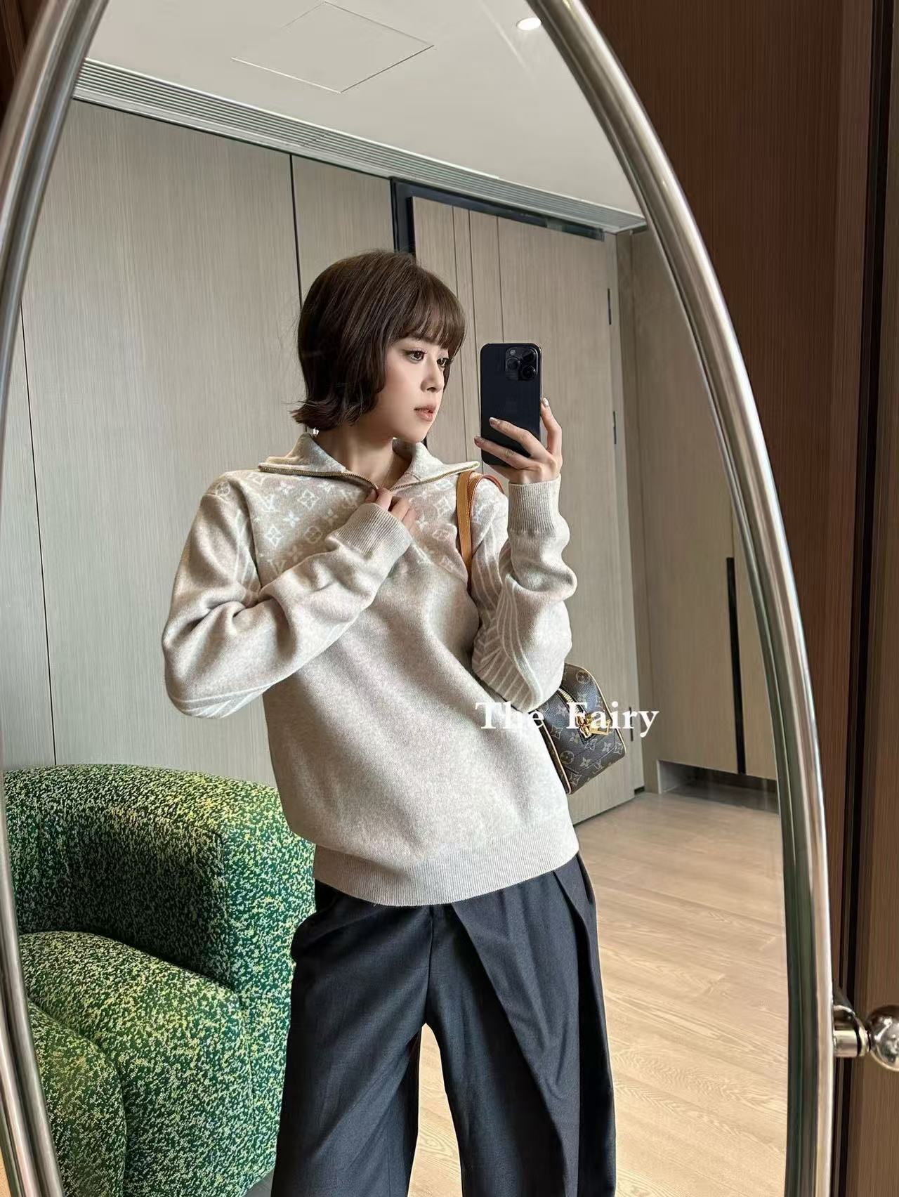 LVプリント ハーフジップ セーター【50％割引+送料無料】