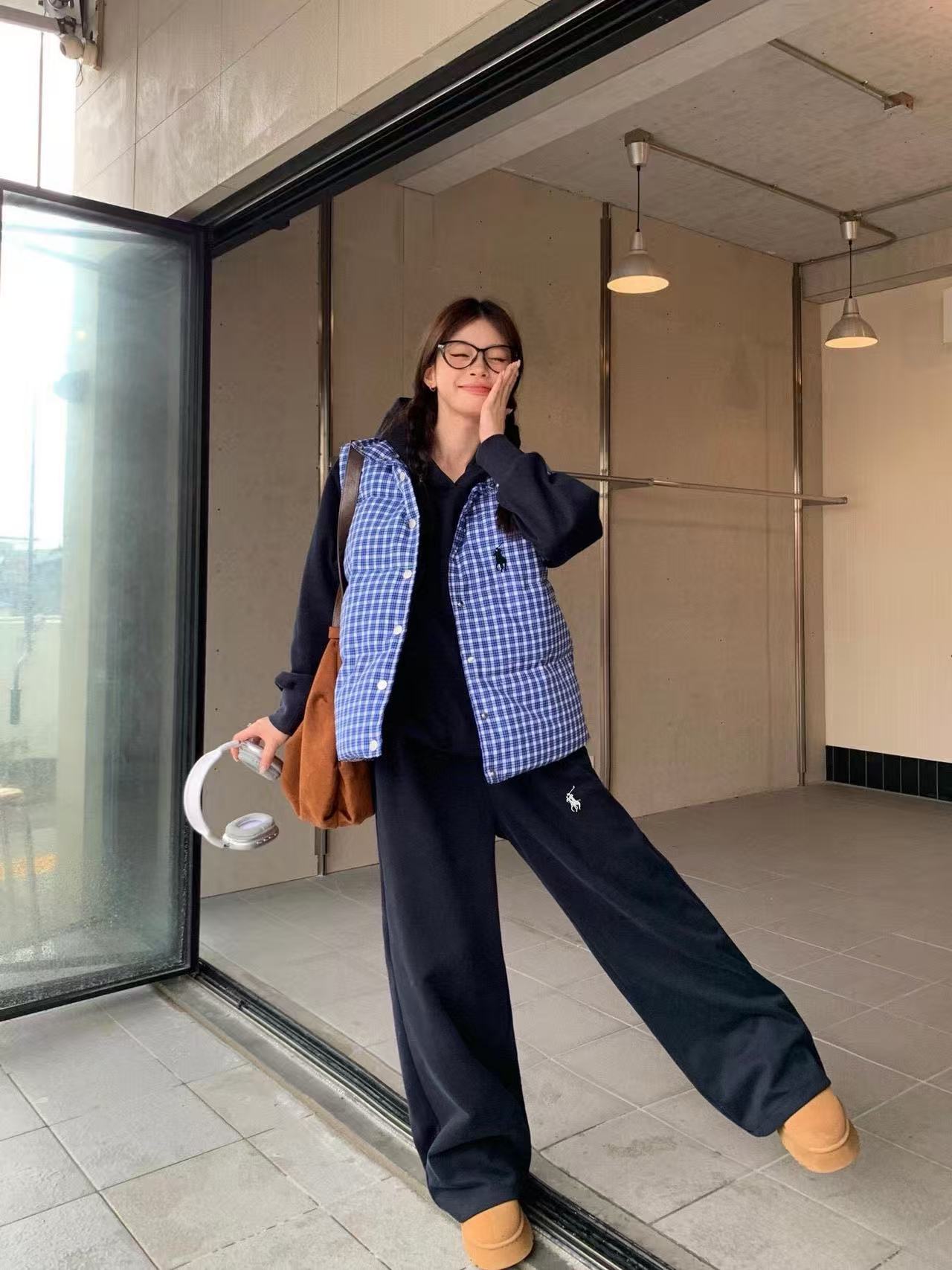 Ralph Laurenチェック柄の青いベスト【50％割引+送料無料】