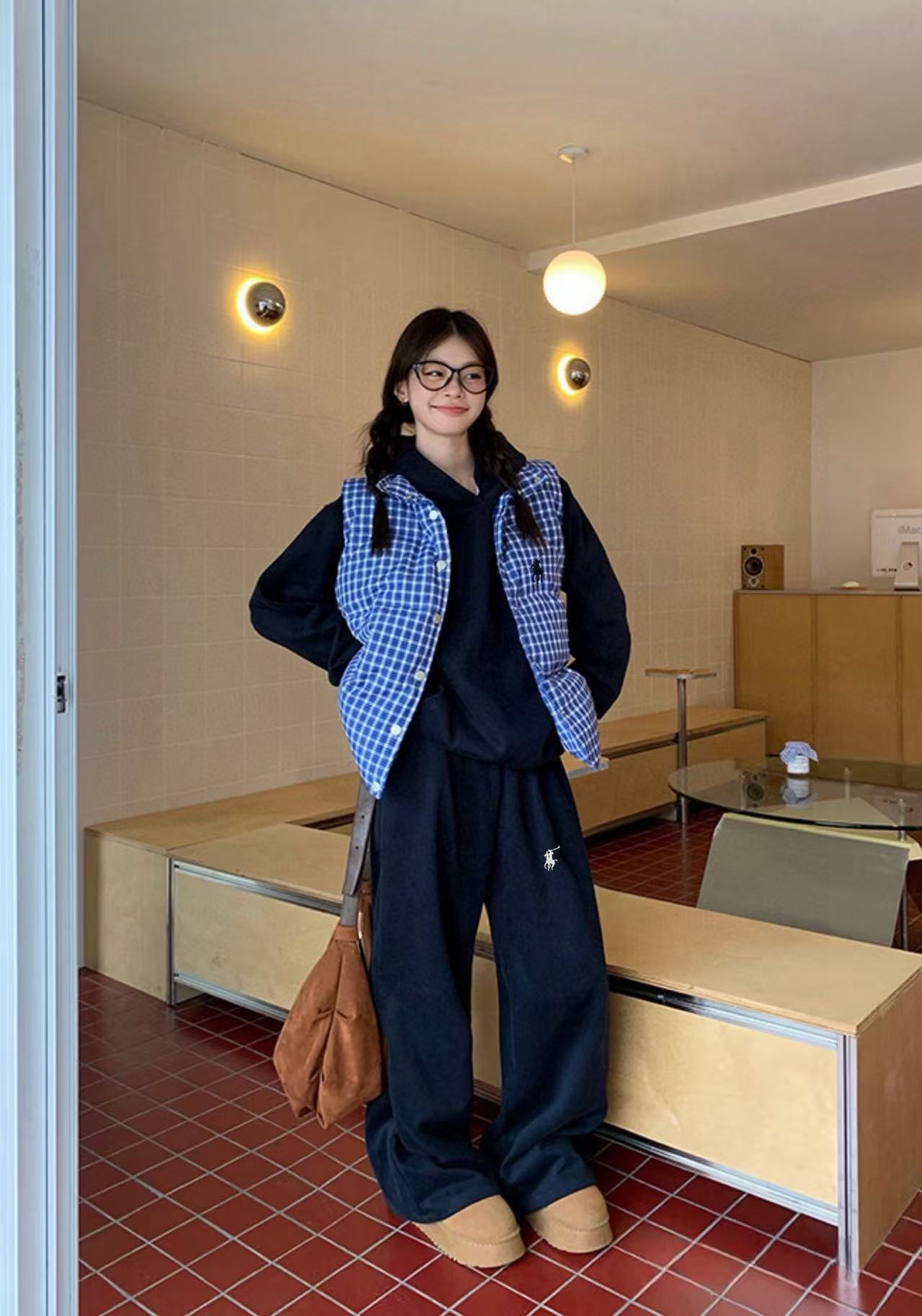 Ralph Laurenチェック柄の青いベスト【50％割引+送料無料】