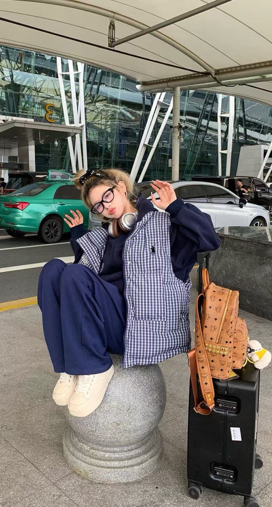 Ralph Laurenチェック柄の青いベスト【50％割引+送料無料】