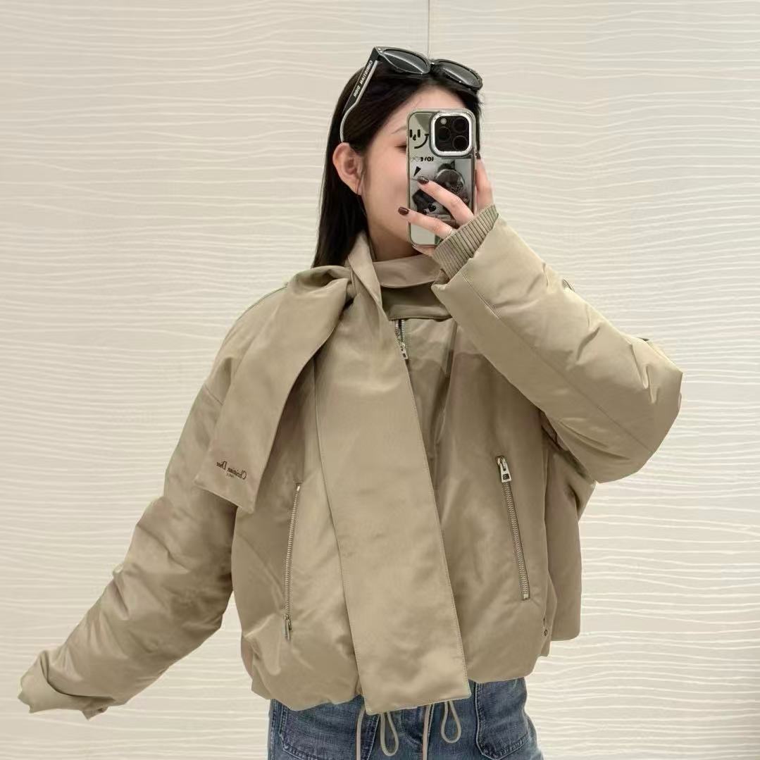 DIOR スカーフ スタンドカラー コットンジャケット【50％割引+送料無料】