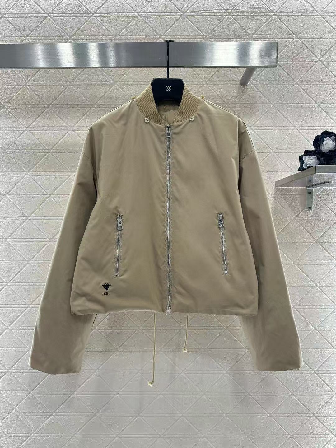 DIOR スカーフ スタンドカラー コットンジャケット【50％割引+送料無料】