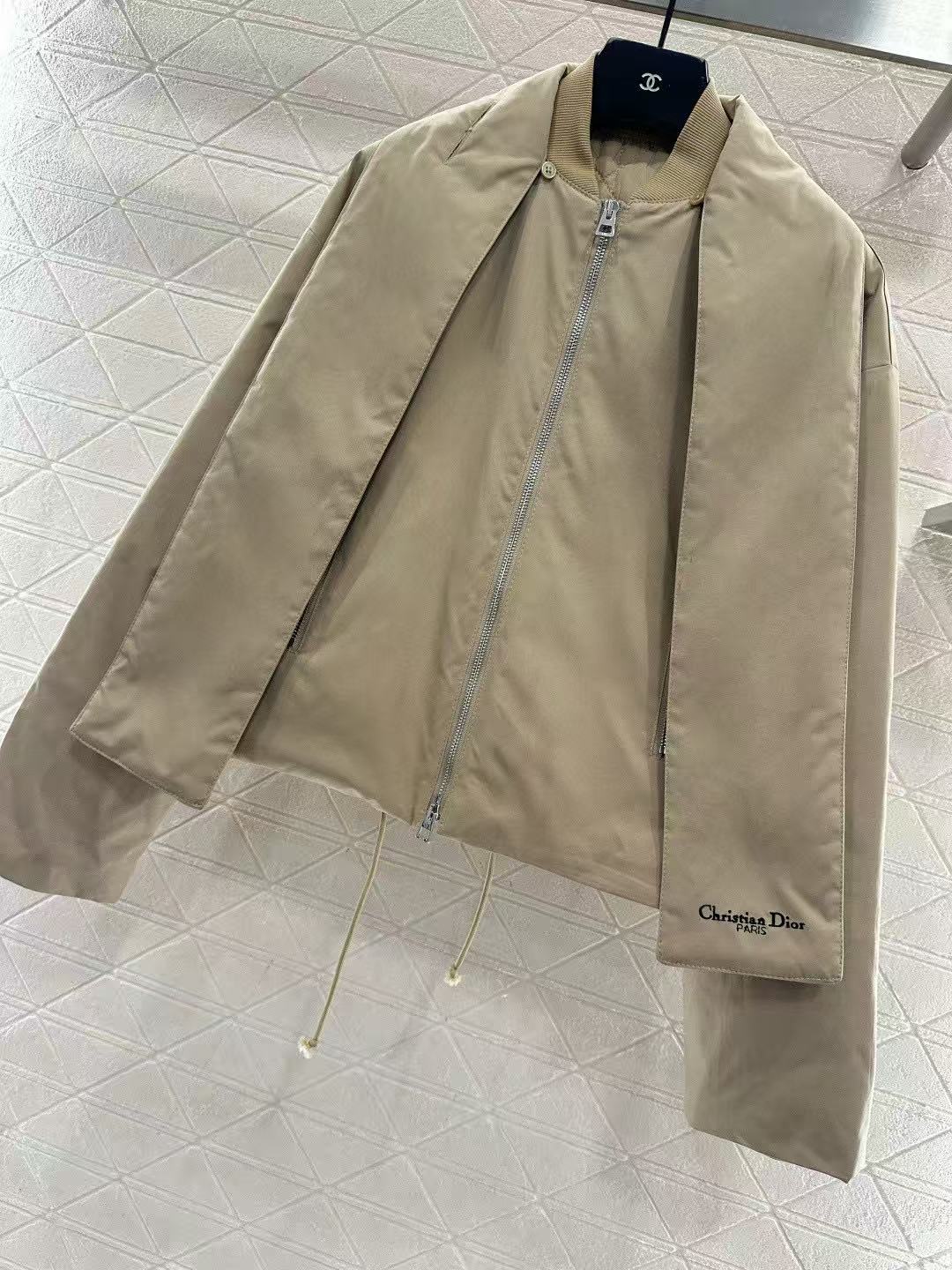 DIOR スカーフ スタンドカラー コットンジャケット【50％割引+送料無料】