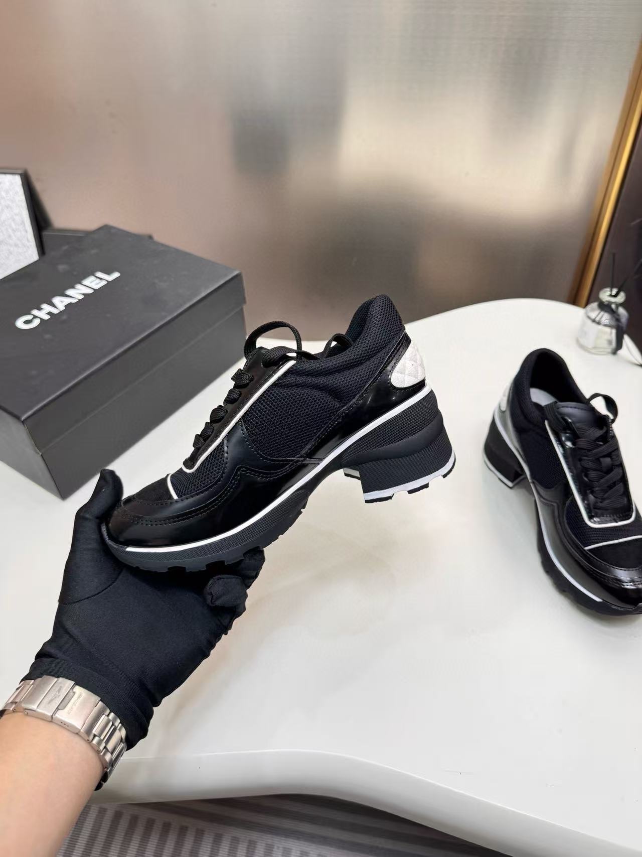 CHANE1 ダブルC プラットフォーム カラーブロック カジュアルシューズ【50％割引+送料無料】