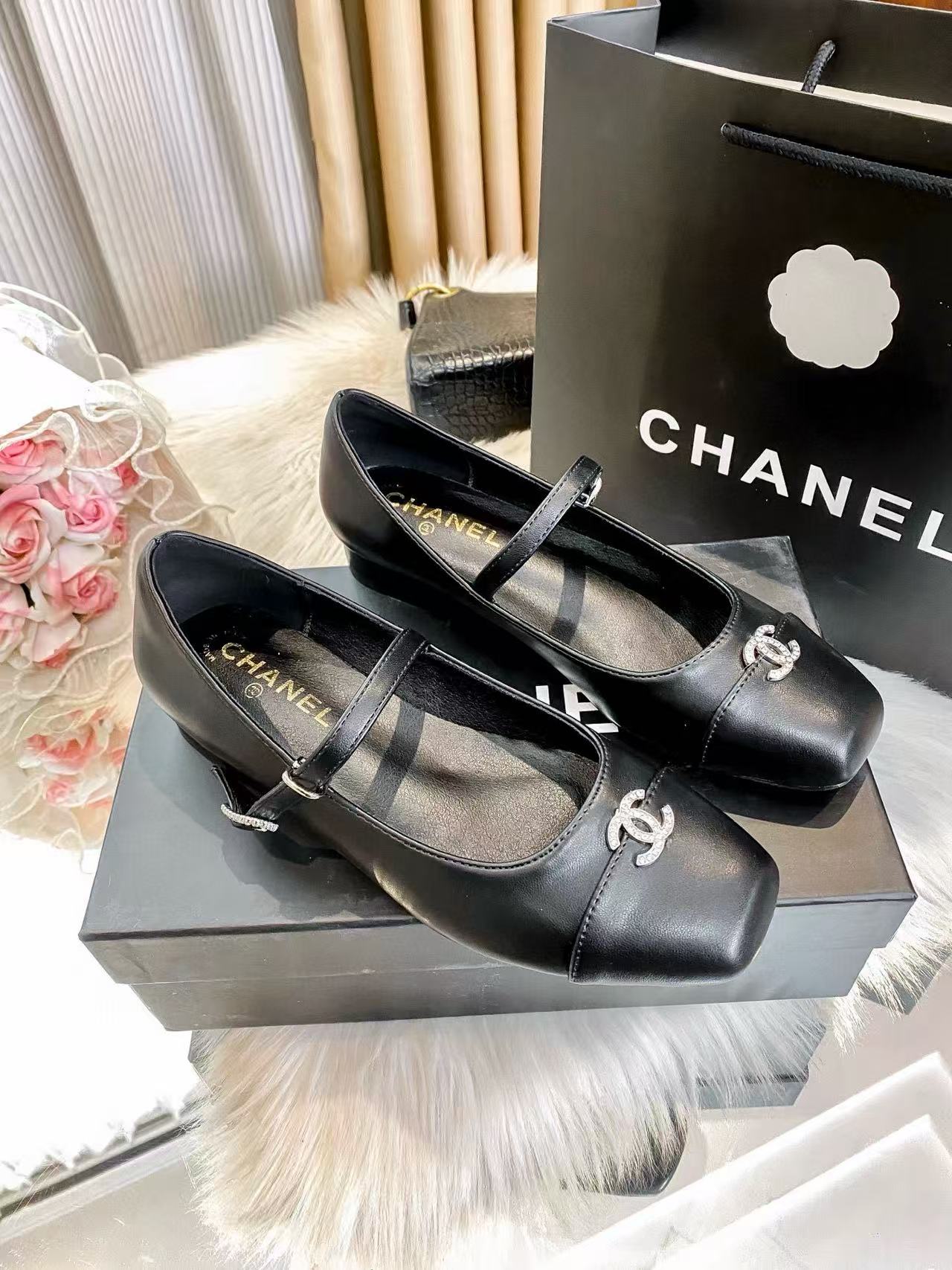 CHANE1 ダブルC カラーブロック フラットシューズ【50％割引+送料無料】