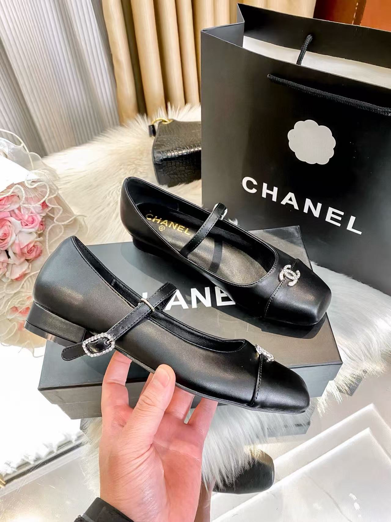 CHANE1 ダブルC カラーブロック フラットシューズ【50％割引+送料無料】