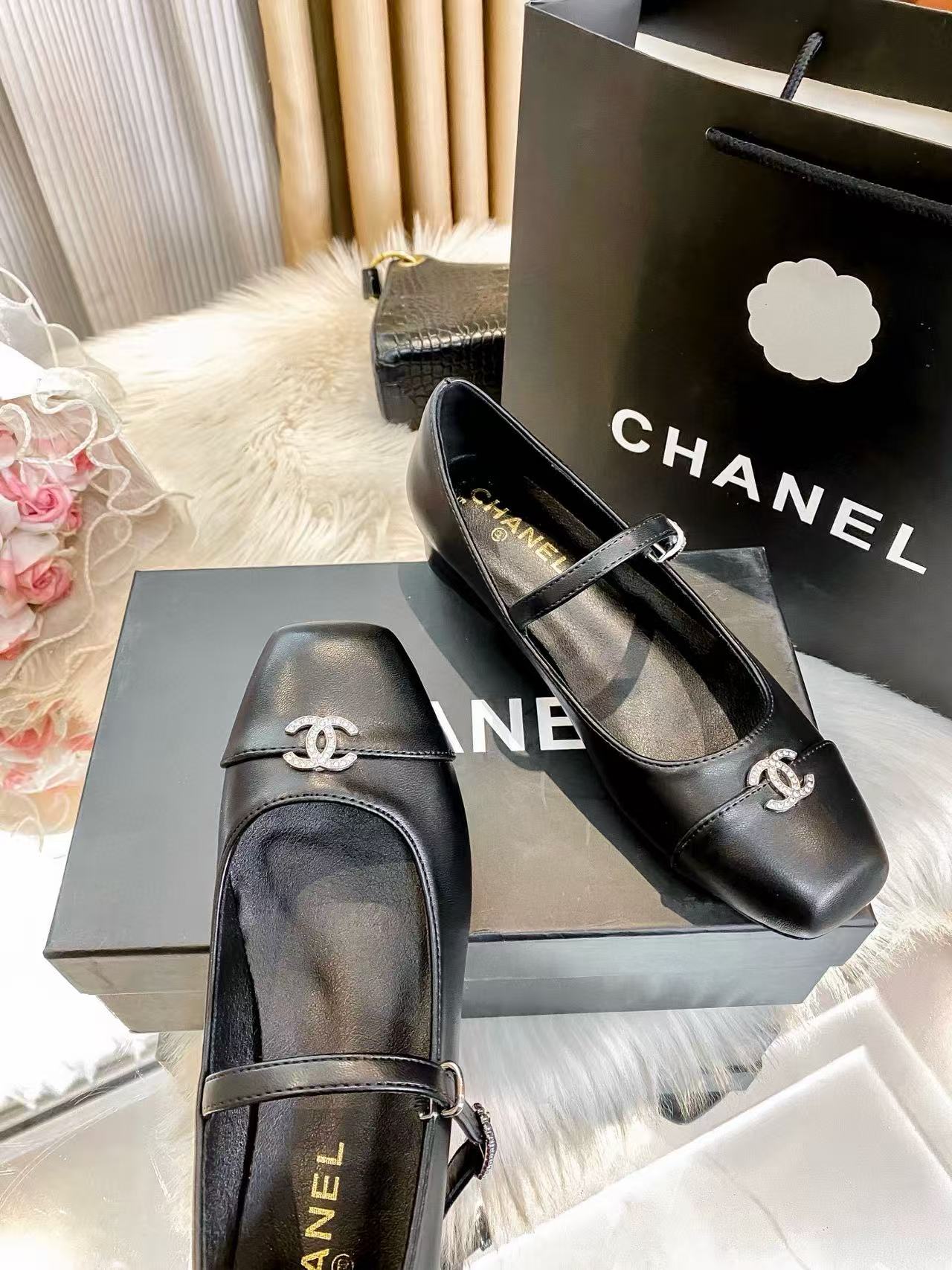 CHANE1 ダブルC カラーブロック フラットシューズ【50％割引+送料無料】