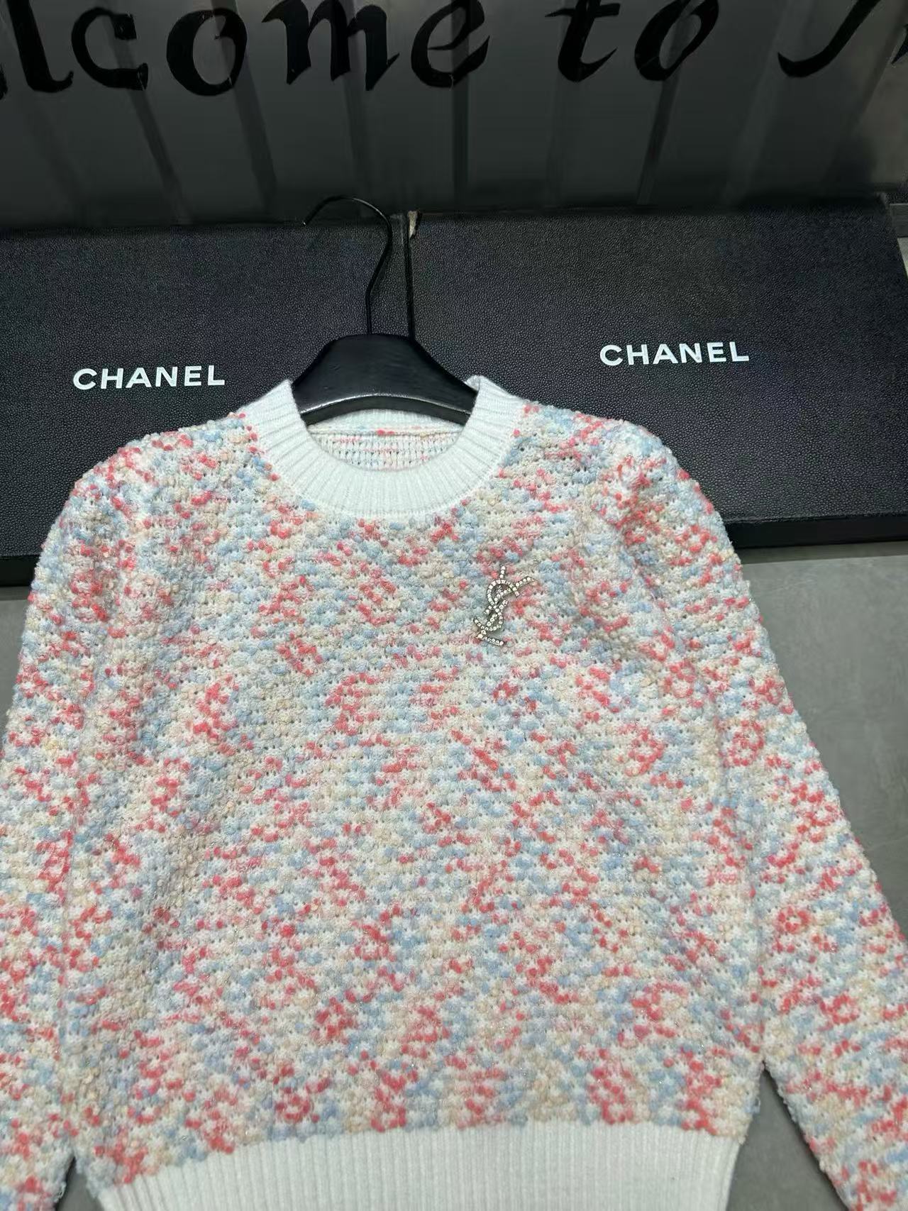 YSL カラフルウールセーター（ブローチ付き）【50％割引+送料無料】