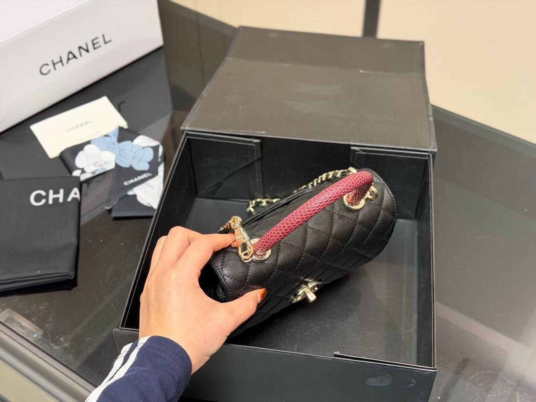 CHANE1 チェーンカラーブロックハンドバッグ【50％割引+送料無料】