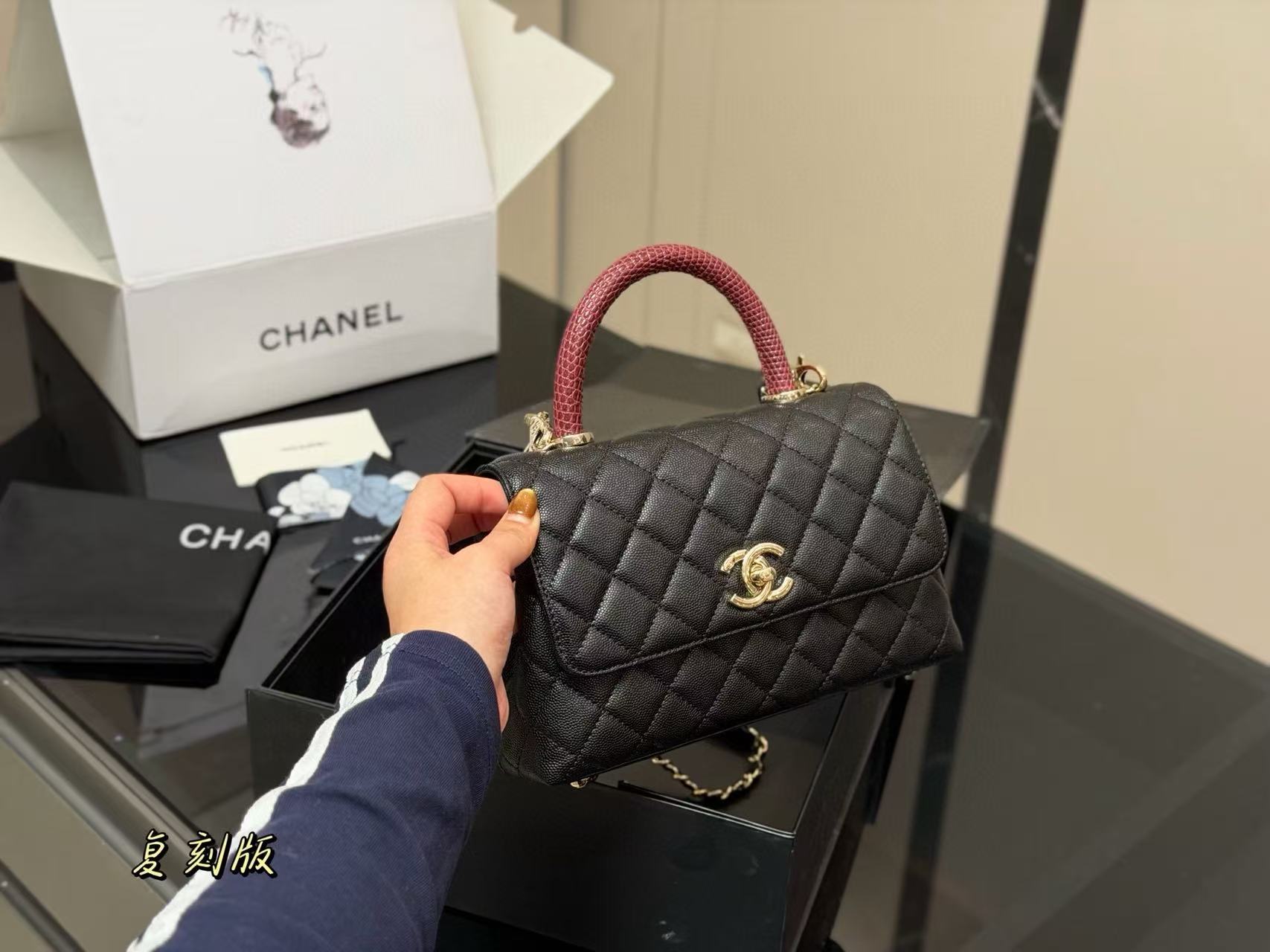 CHANE1 チェーンカラーブロックハンドバッグ【50％割引+送料無料】