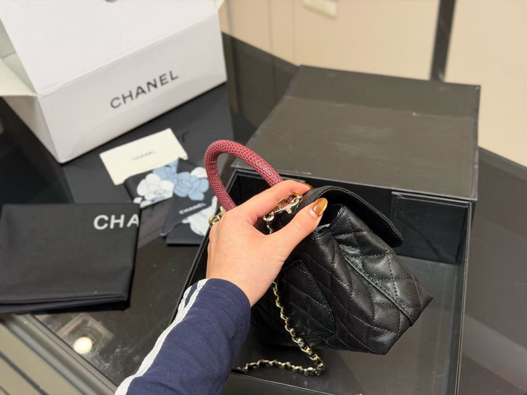 CHANE1 チェーンカラーブロックハンドバッグ【50％割引+送料無料】