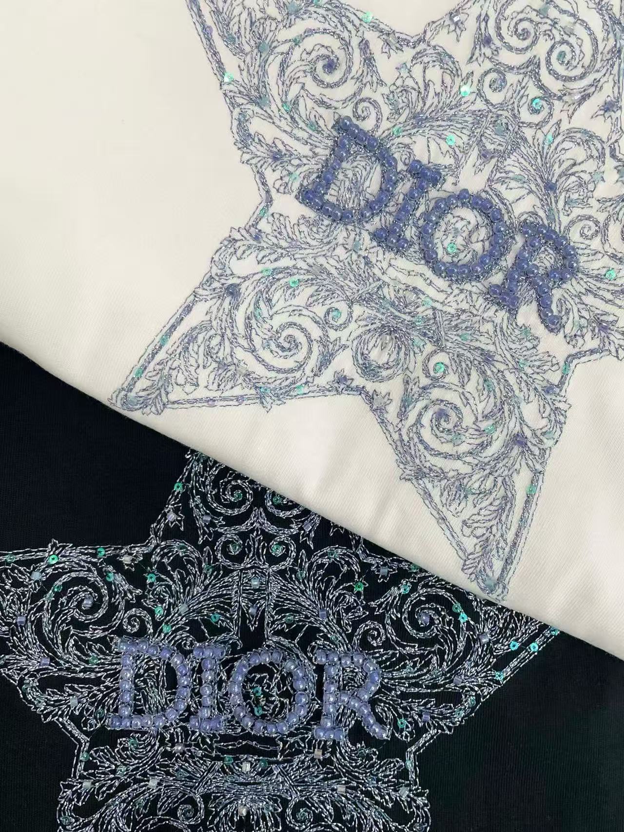 DIOR 刺繍入り五芒星 レターTシャツ【50％割引+送料無料】