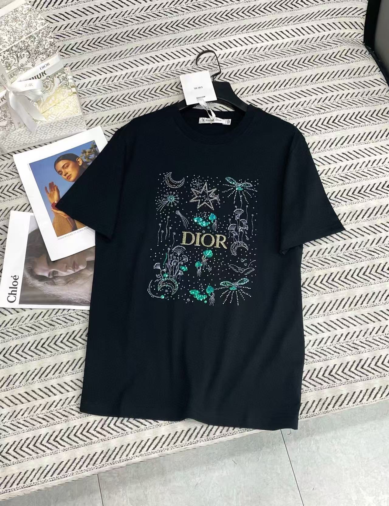 DIOR 五芒星ビーズバタフライレターTシャツ【50％割引+送料無料】