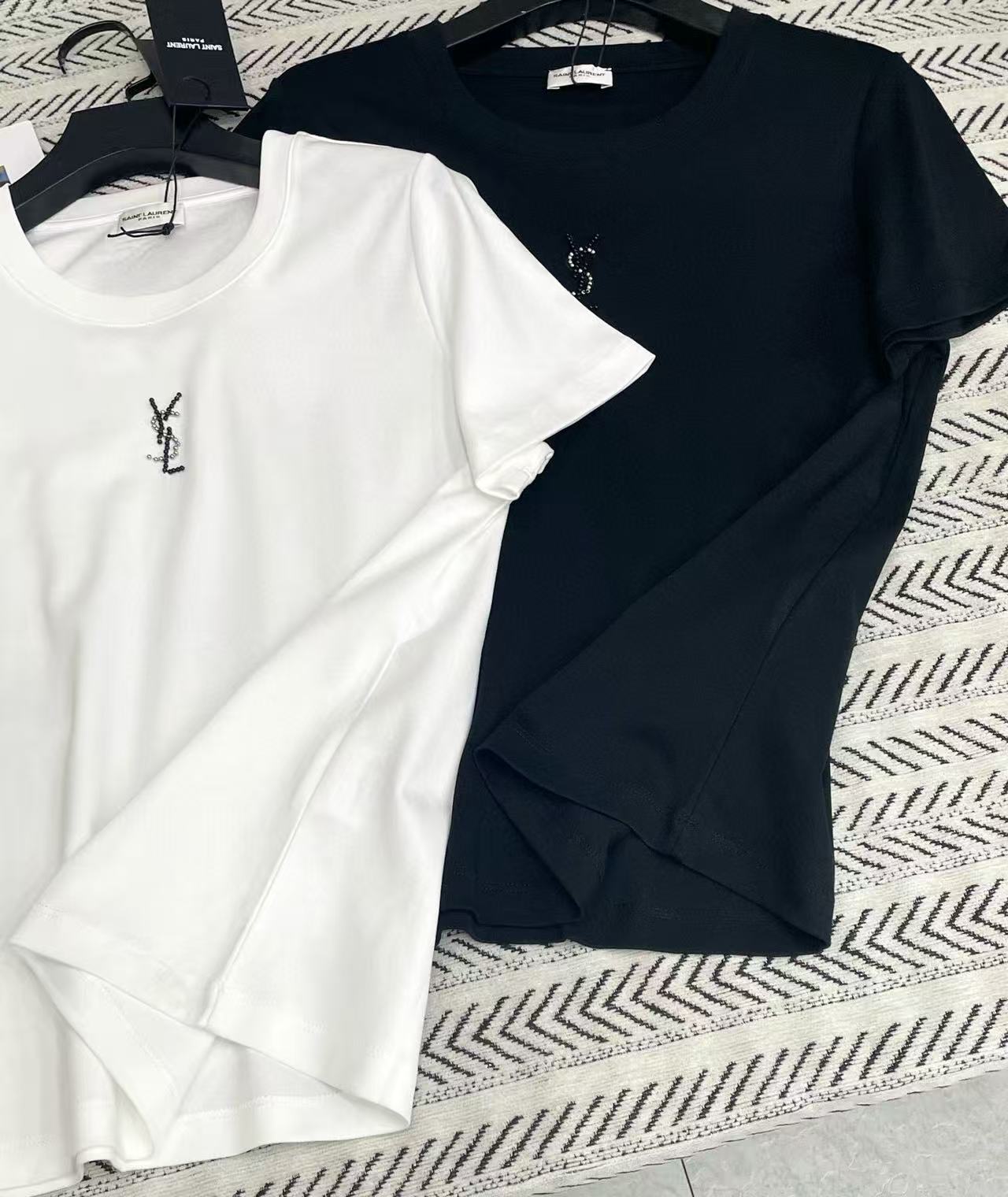 YSL ラインストーン ロゴ Tシャツ【50％割引+送料無料】