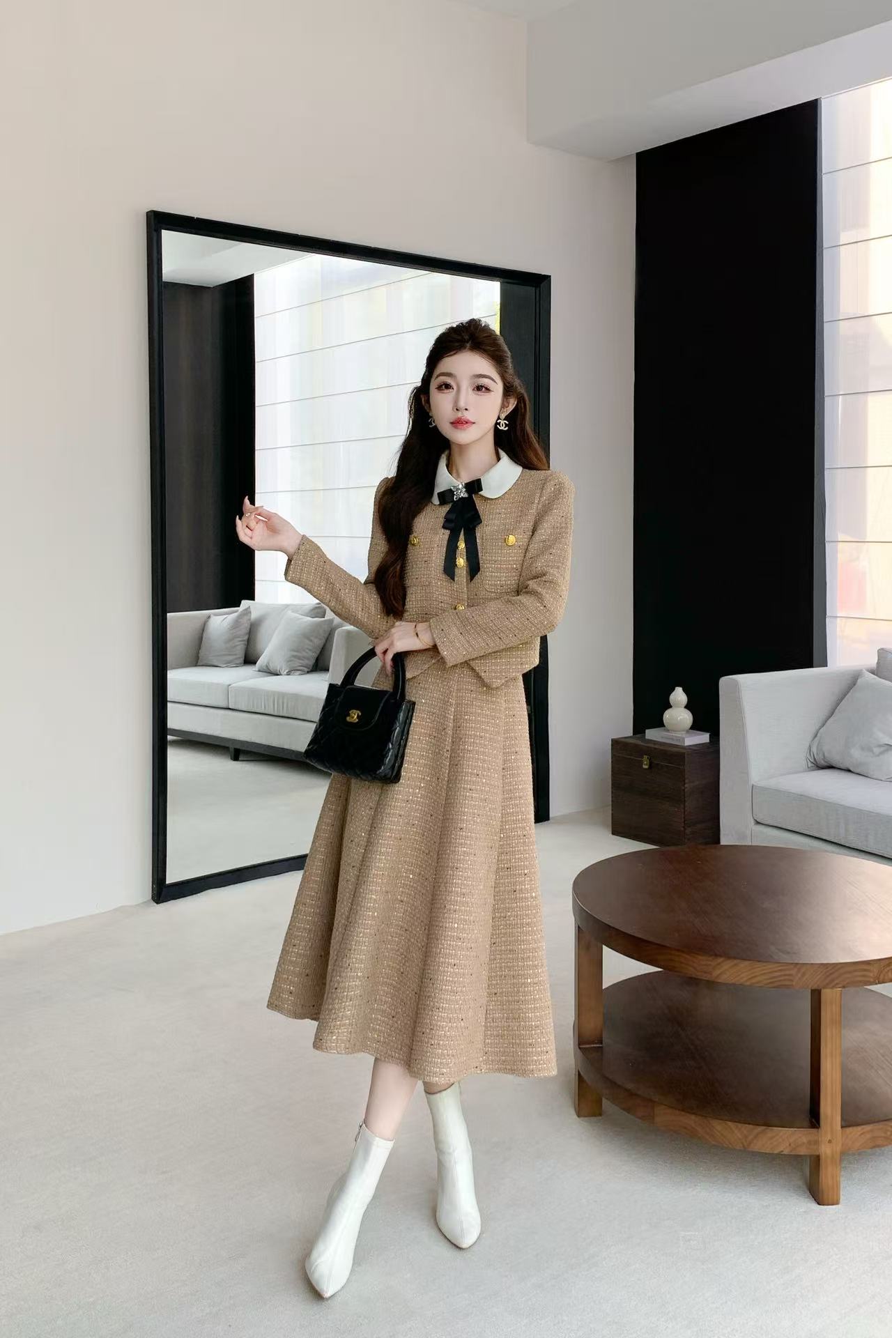 CHANE1 高品質メタルボタンジャケット+スカート ツーピースセット【50％割引+送料無料】