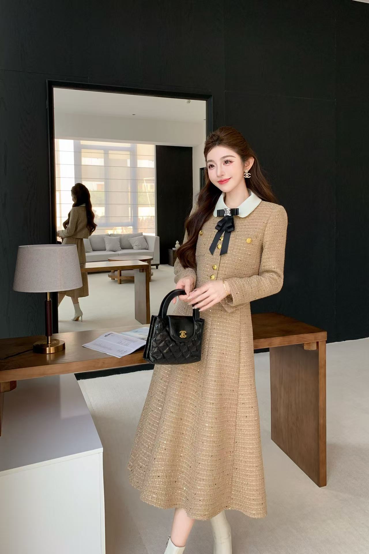 CHANE1 高品質メタルボタンジャケット+スカート ツーピースセット【50％割引+送料無料】