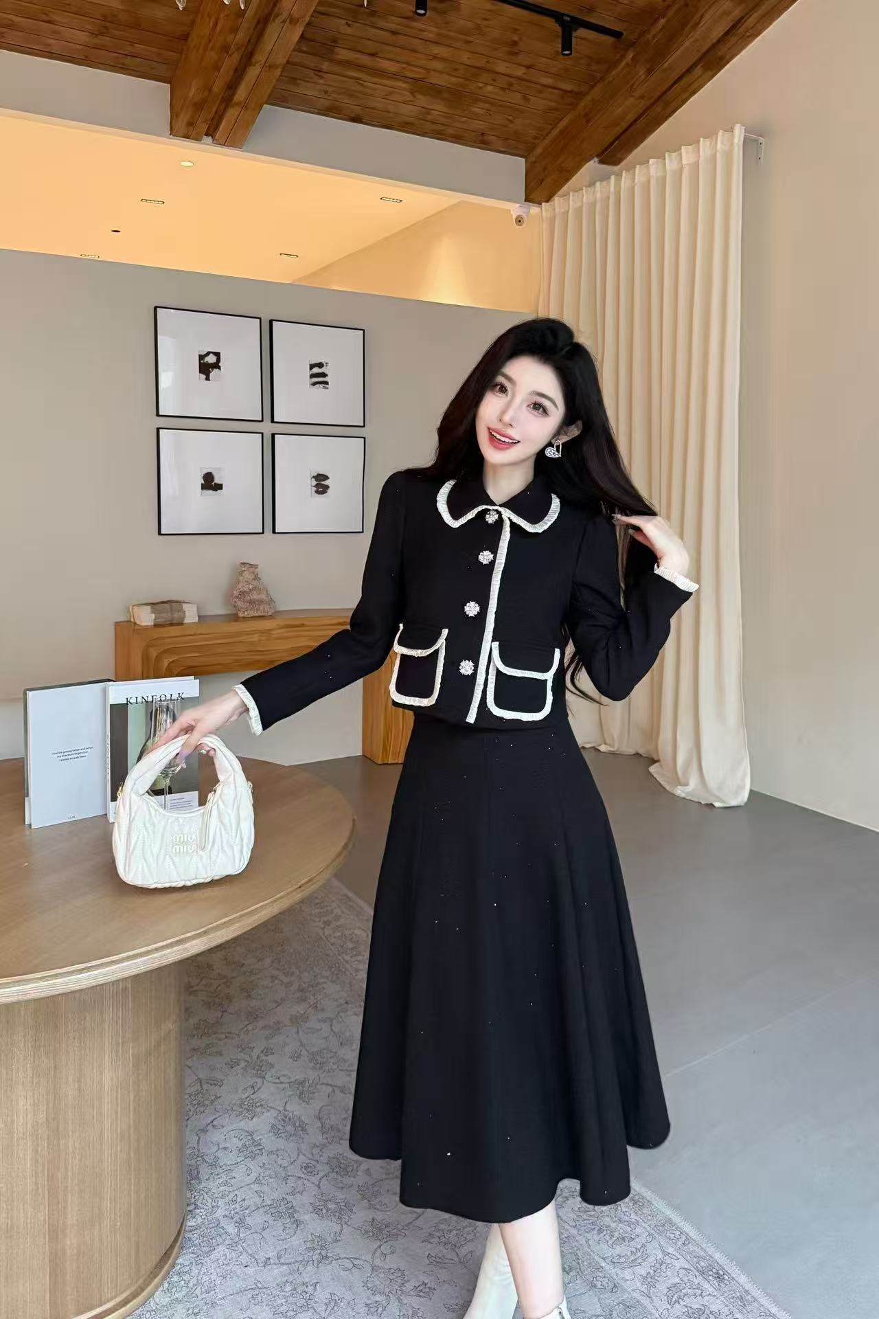 CHANE1 高品質ツーポケットジャケット+スカート ツーピースセット【50％割引+送料無料】