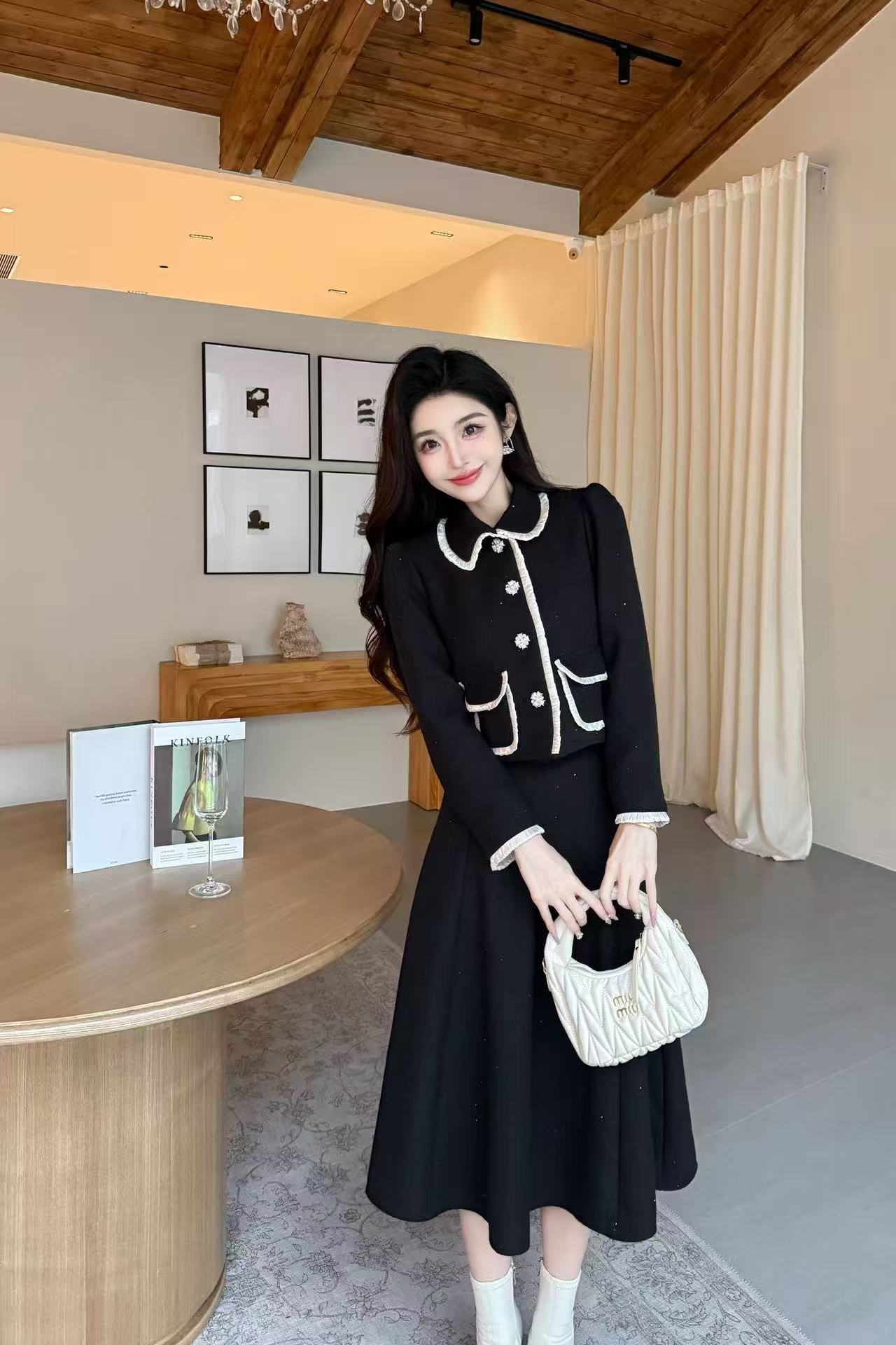 CHANE1 高品質ツーポケットジャケット+スカート ツーピースセット【50％割引+送料無料】