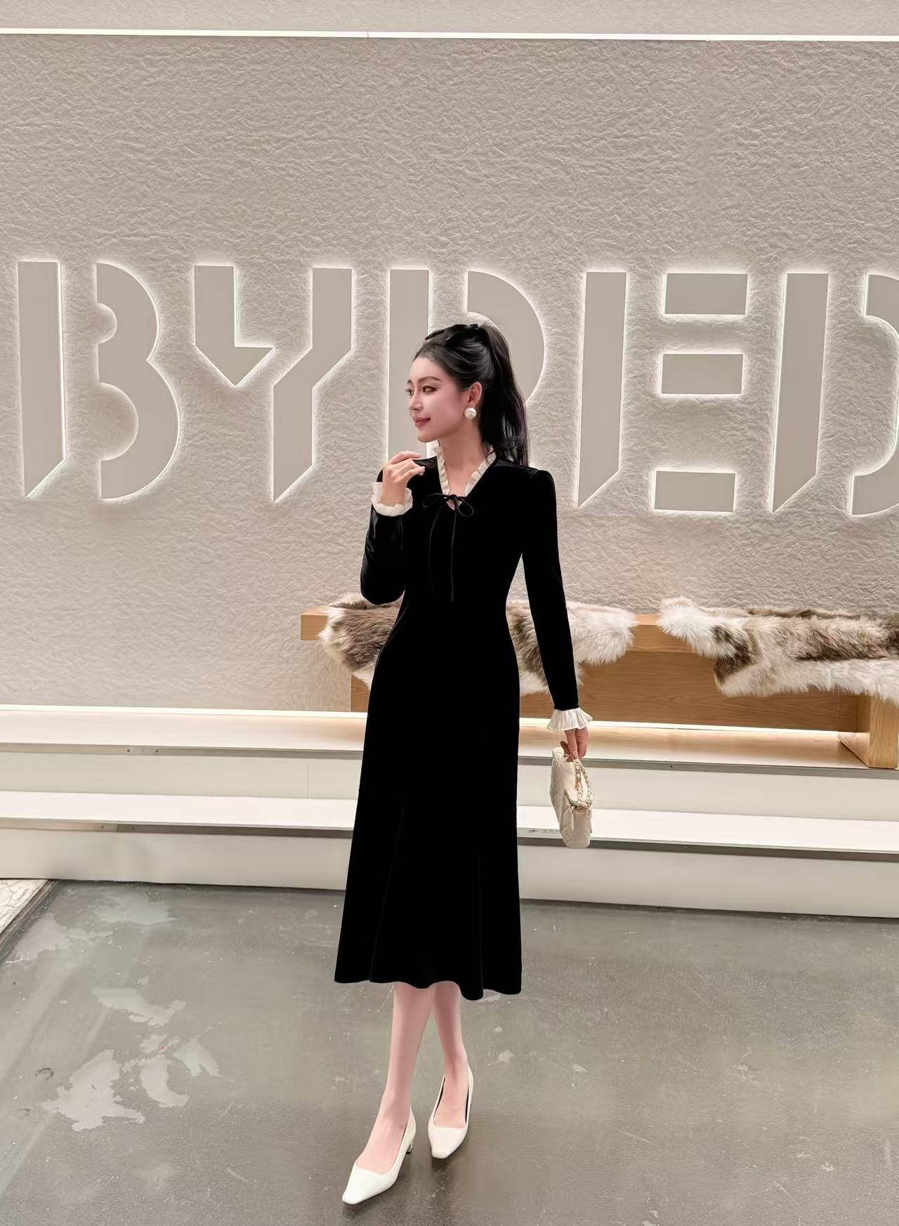 CHANE1 高品質シルクベルベットドレス【50％割引+送料無料】