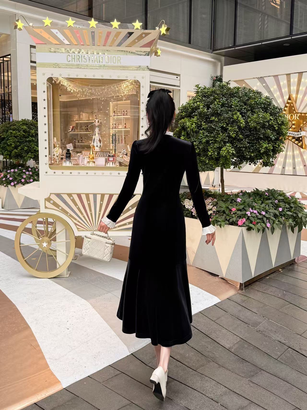 CHANE1 高品質シルクベルベットドレス【50％割引+送料無料】