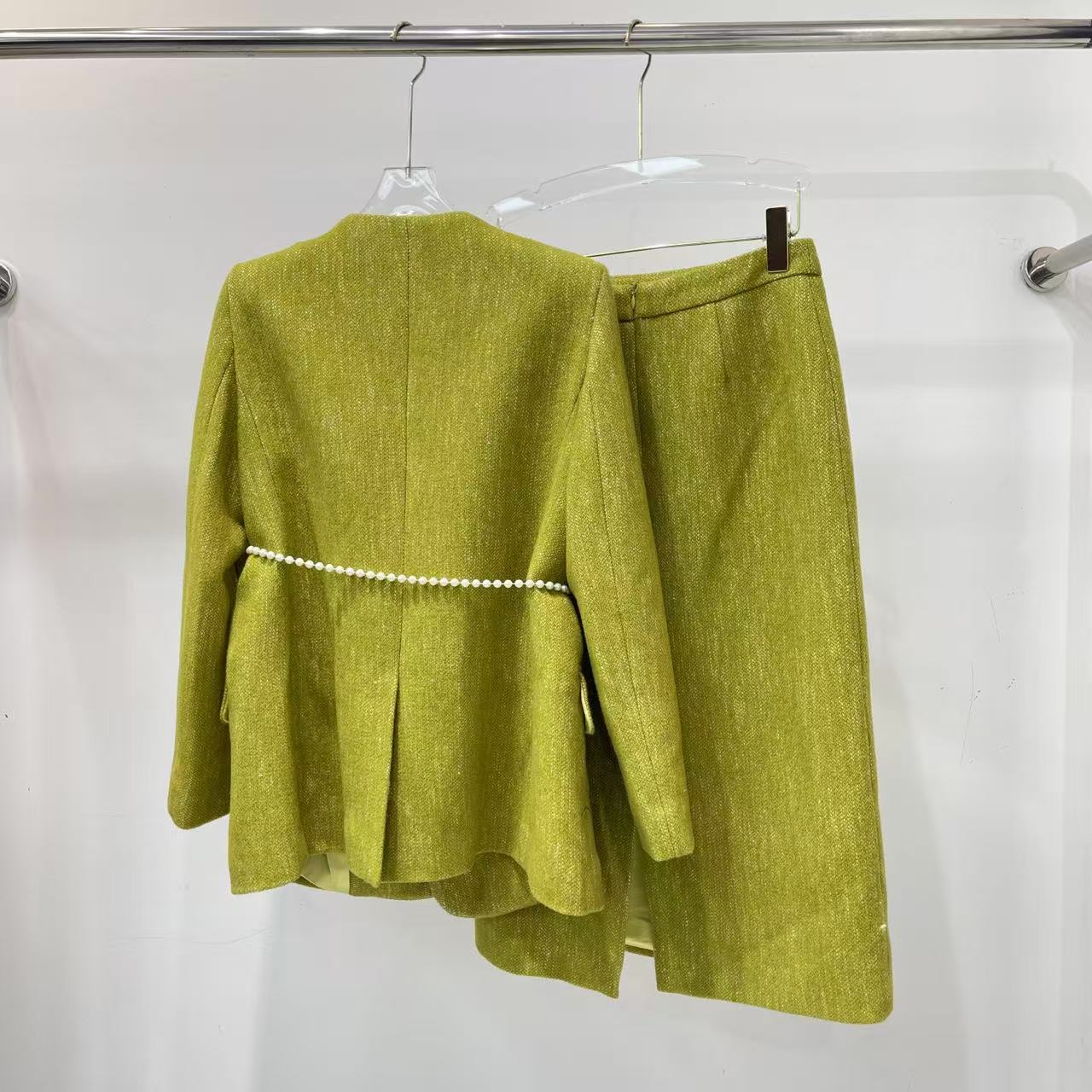 CHANE1 高品質ビーズブレザー+スカート ツーピースセット【50％割引+送料無料】