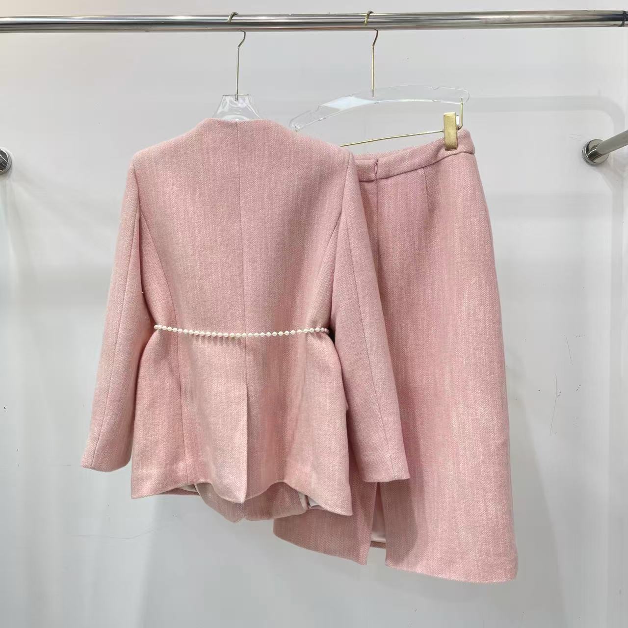 CHANE1 高品質ビーズブレザー+スカート ツーピースセット【50％割引+送料無料】