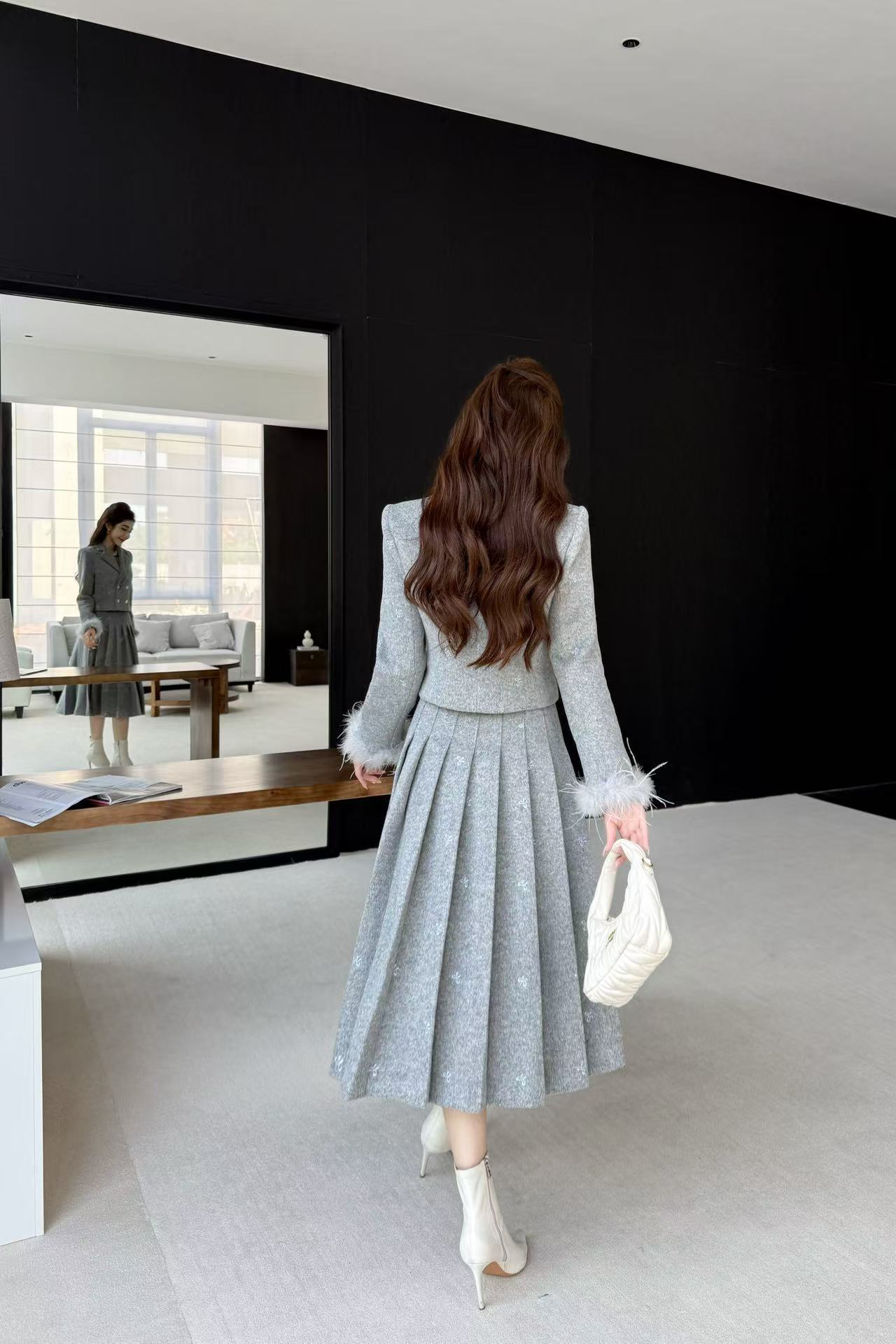 CHANE1高品質ダブルブレストスーツジャケット＋スカートのツーピースセット【50％割引+送料無料】