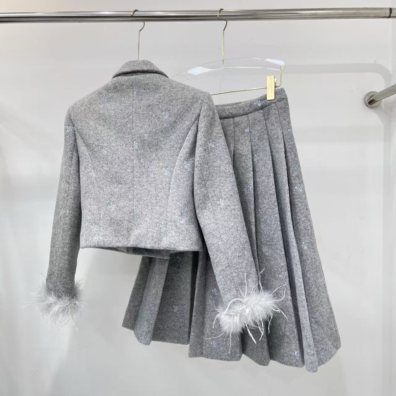 CHANE1高品質ダブルブレストスーツジャケット＋スカートのツーピースセット【50％割引+送料無料】