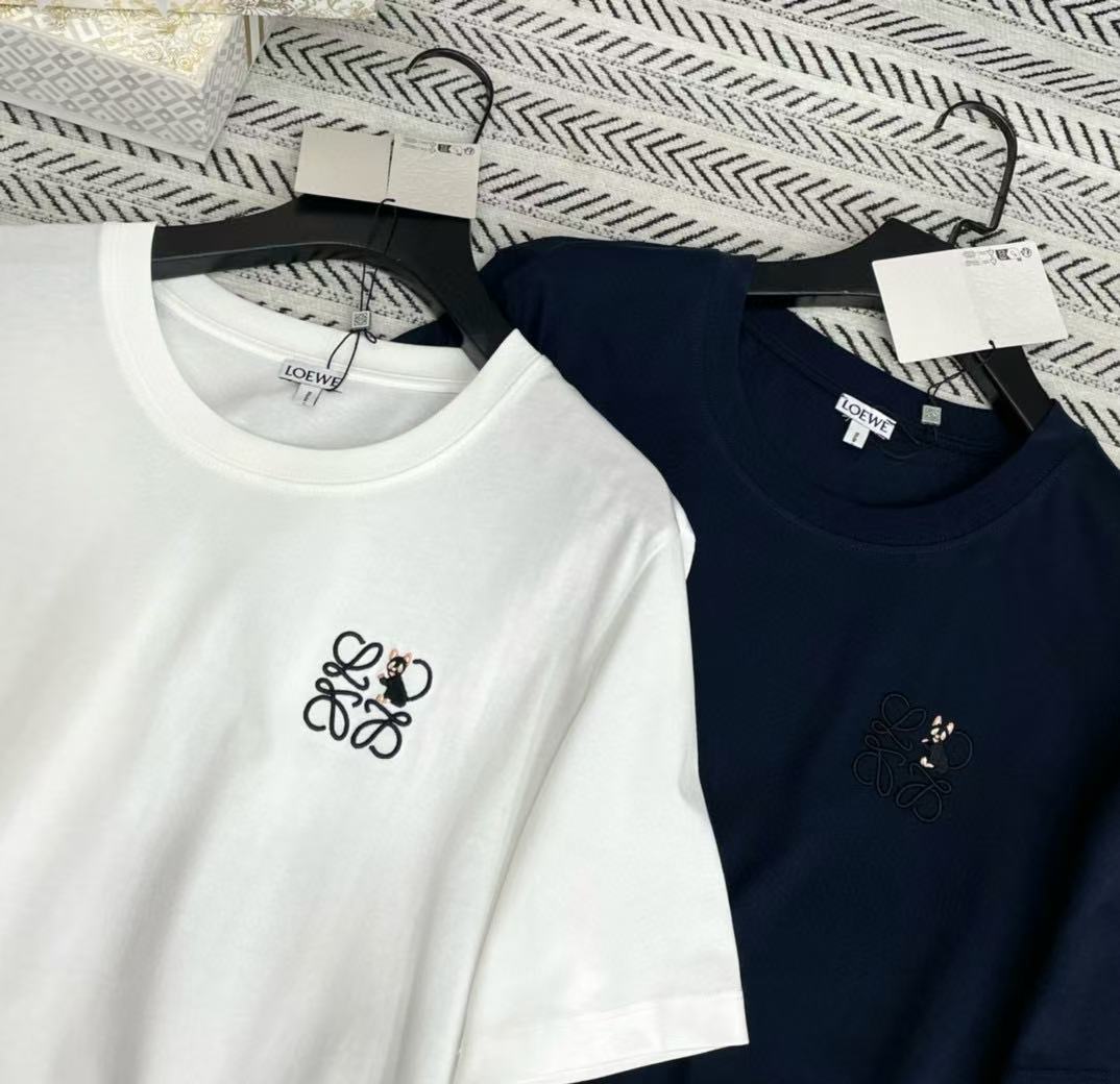 L0WEW 刺繍猫Tシャツ【50％割引+送料無料】