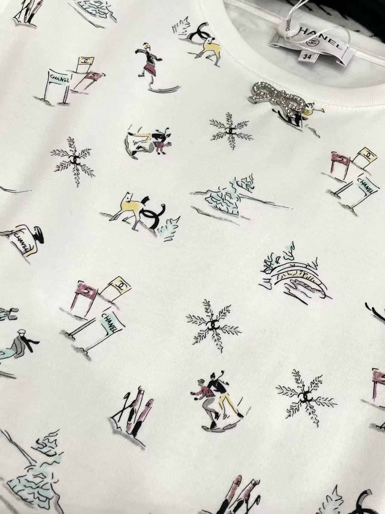 CHANE1 ダブルC ボウ スノーフレーク Tシャツ【50％割引+送料無料】