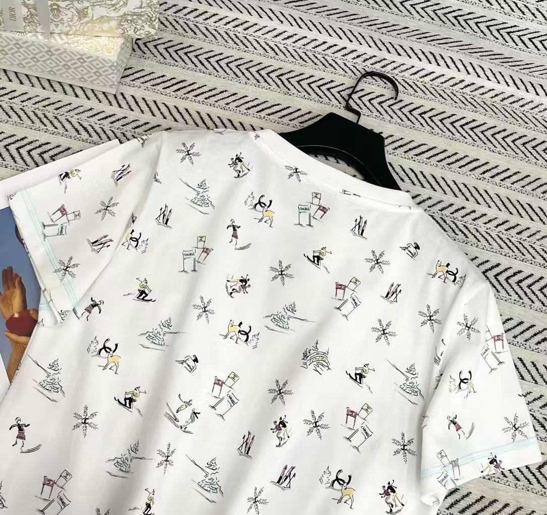 CHANE1 ダブルC ボウ スノーフレーク Tシャツ【50％割引+送料無料】