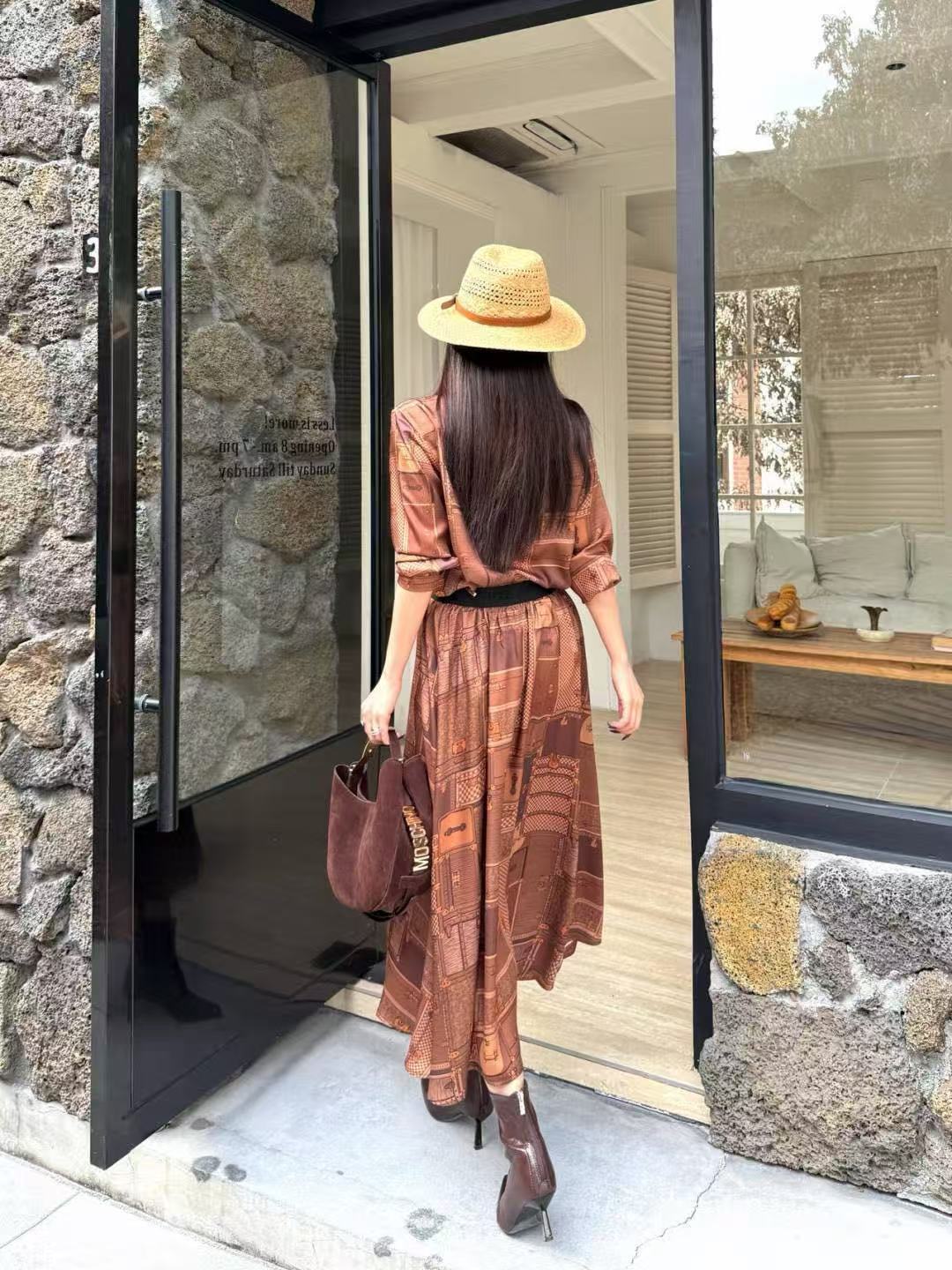 LVプリント ロングスリーブ ドレス【50％割引+送料無料】