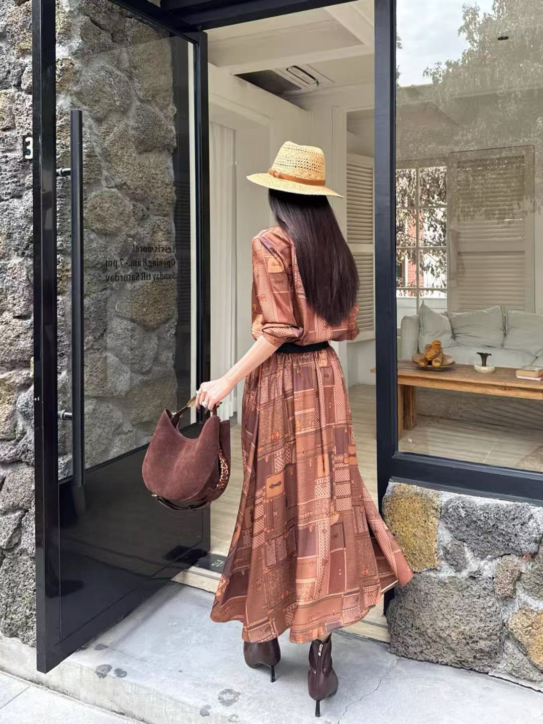 LVプリント ロングスリーブ ドレス【50％割引+送料無料】