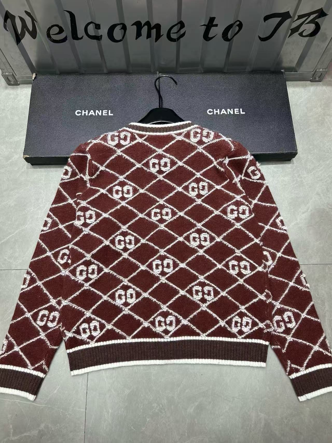 GUCC1 メタルボタン ジャカード ウール カーディガン【50％割引+送料無料】