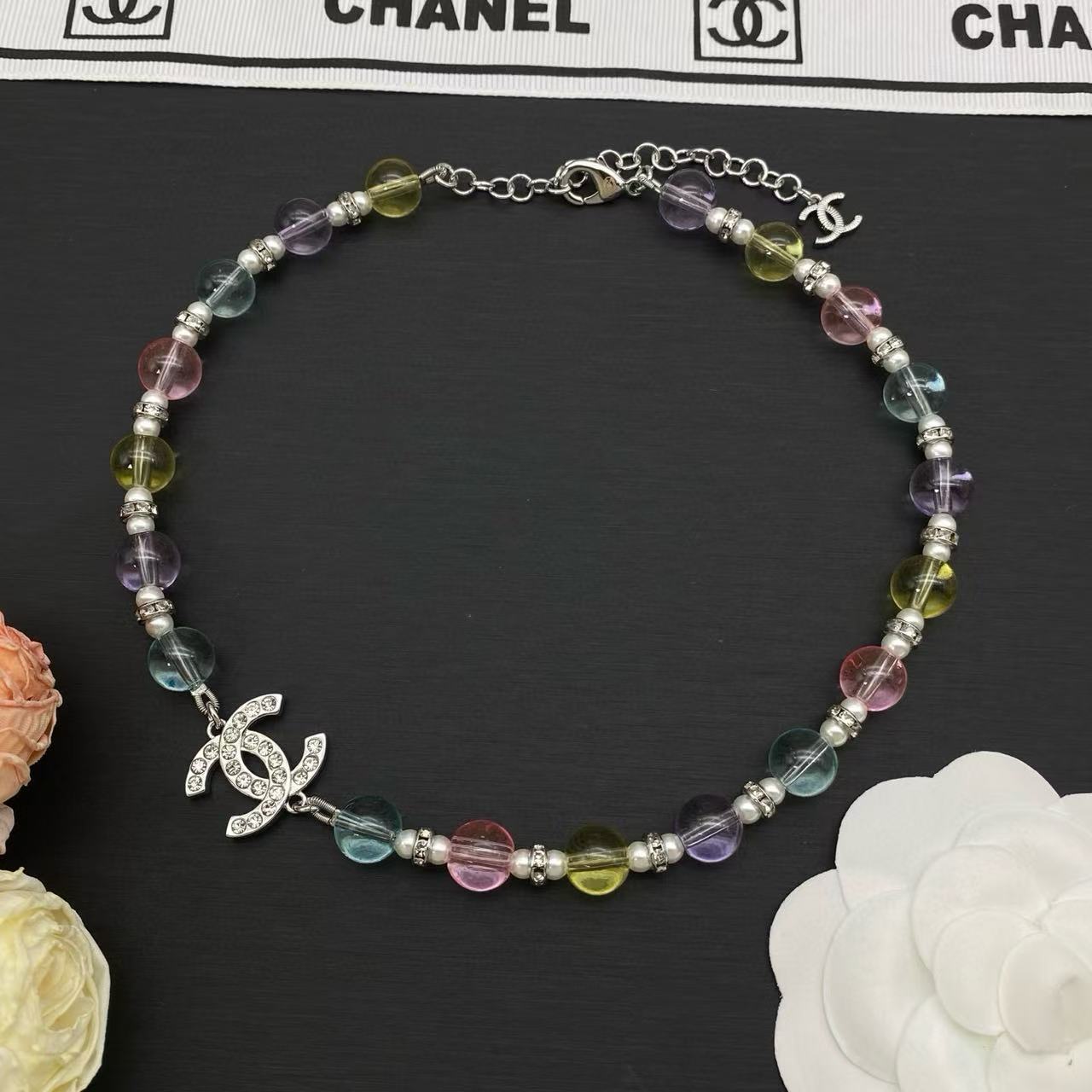 CHANE1 ダブルC カラフルビーズネックレス【50％割引+送料無料】