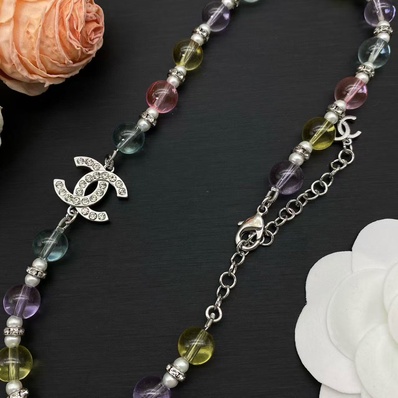 CHANE1 ダブルC カラフルビーズネックレス【50％割引+送料無料】